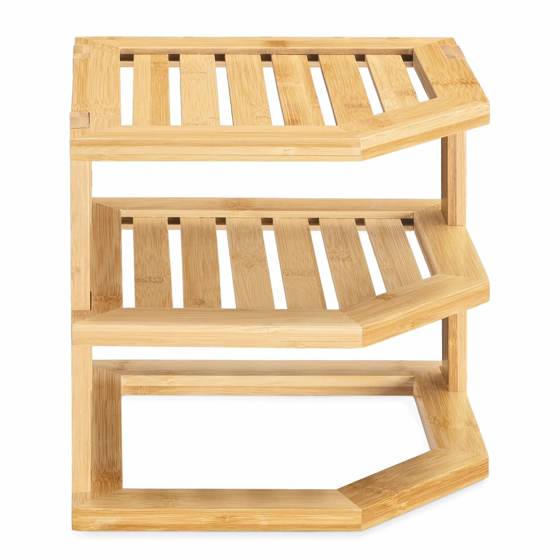 Navaris Estante esquinero de bambú - Estantería para Esquina de 25.5 x 25.5 x 24 CM - Mueble rinconero con 3 Niveles para baño Cocina Dormitorio