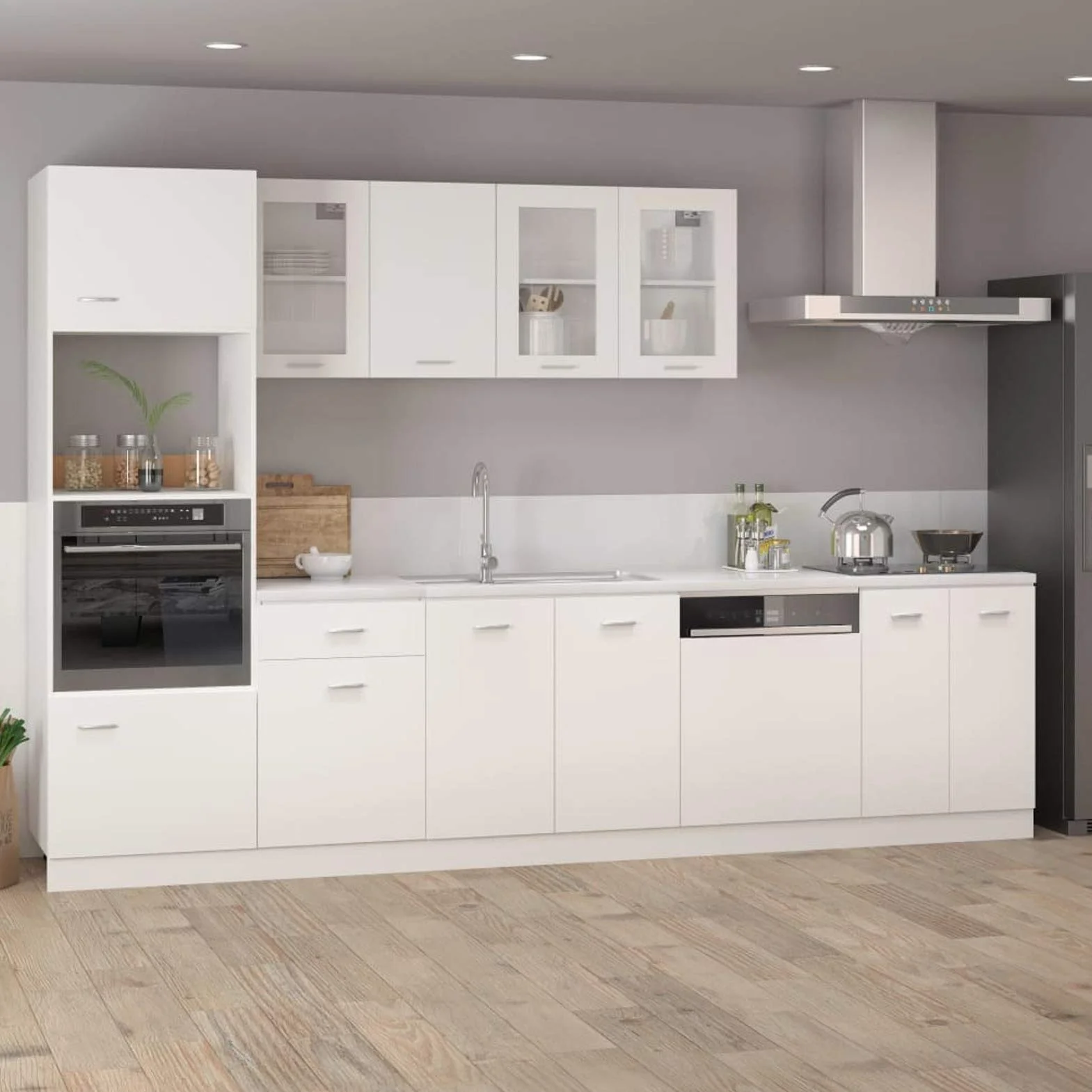 Armario Colgante, Vitrina Pared, Muebles Cocina y Baño, Multiusos, Cristal de Aglomerado Blanco 80x31x60 cm
