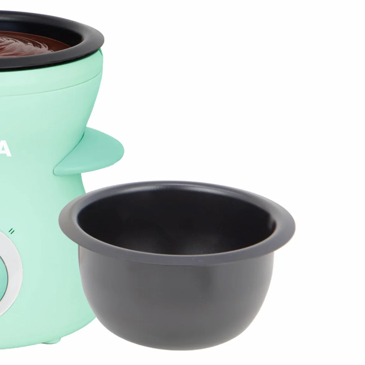 Jocca Mini fondue eléctrica 350 ml 2 niveles temperatura antiadherente extraíble 4 tenedores turquesa