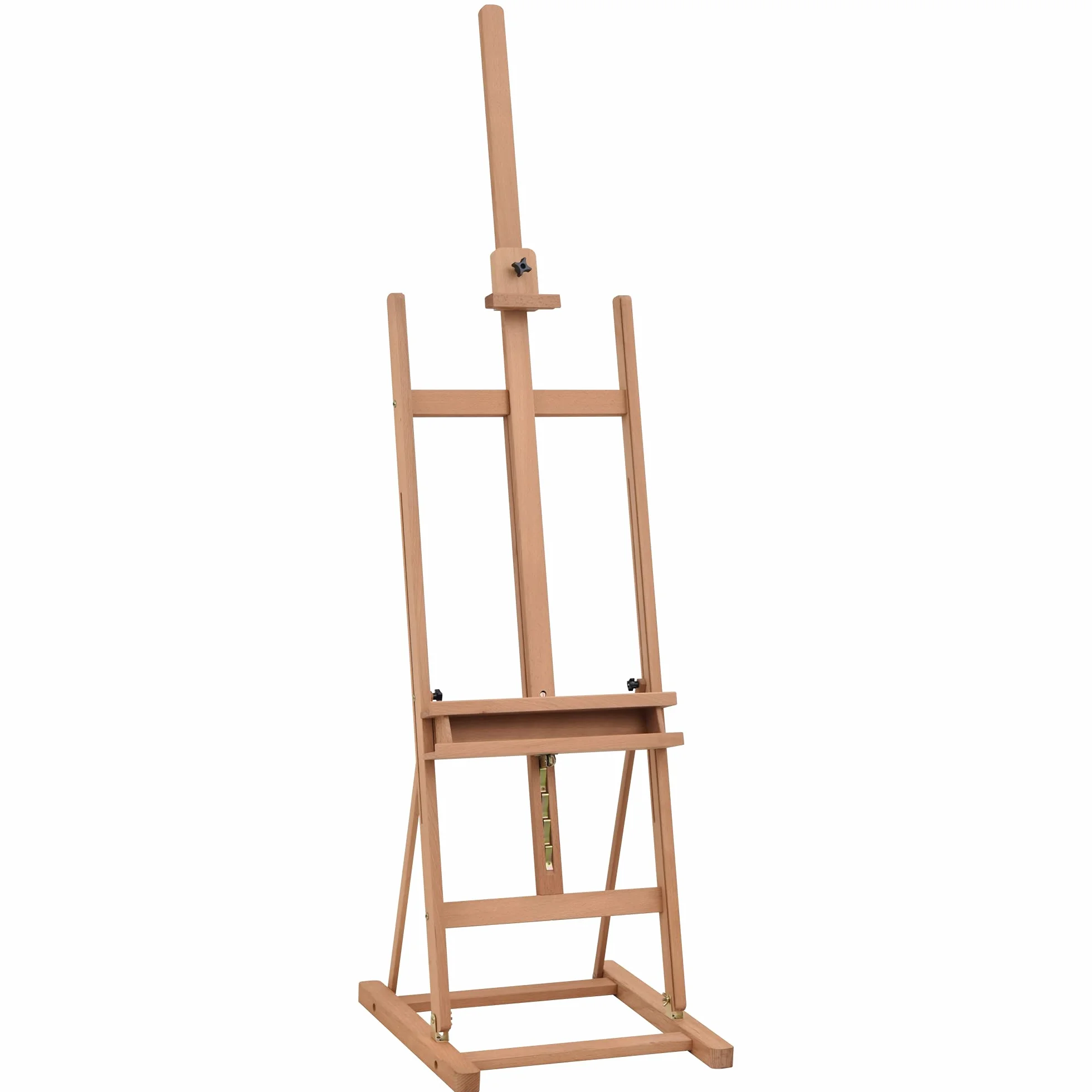 Caballete de artista con patas de altura ajustable, 16 niveles de inclinación ajustable 80° máx. nicho almacenamiento de madera de haya