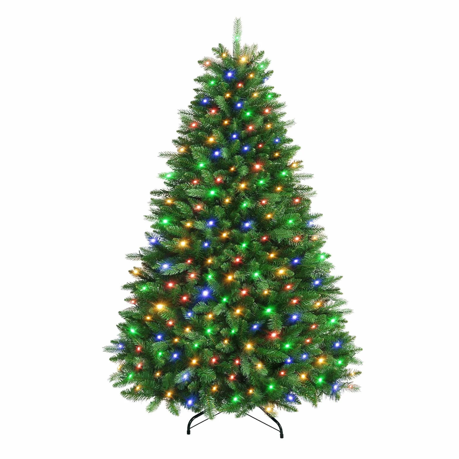 SHareconn 180 cm Arbol de Navidad Artificial con Luces Led, con 1322 PE y PVC Puntas de Rama, con 350 Luces Blancas Cálidas & Multicolores y 12 Modos de luz, Soporte de Metal Plegable, Montaje Rápido