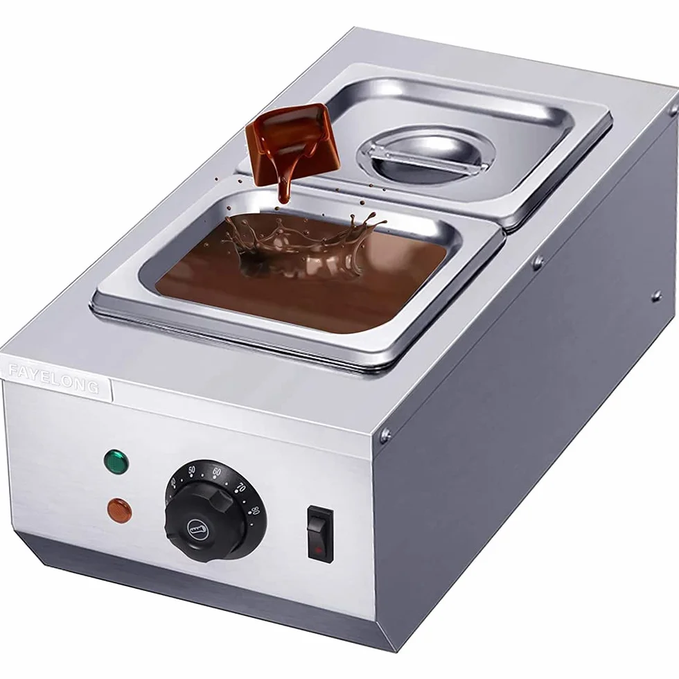 Fayelong Máquina de fusión de chocolate y calentamiento, dispositivo de fusión eléctrico, horno de fusión de chocolate, con doble recipiente, 6 l, capacidad de acero inoxidable, 30-80 °C, 220 V, 600 W