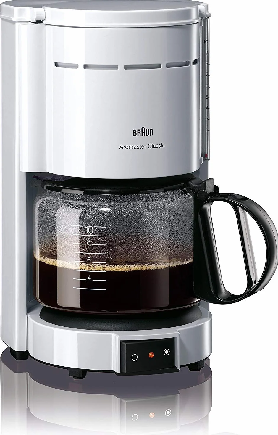 Braun KF 47/1 - Cafetera de goteo, 1000 W, 1.2 L, 20 dB, acero inoxidable, blanco