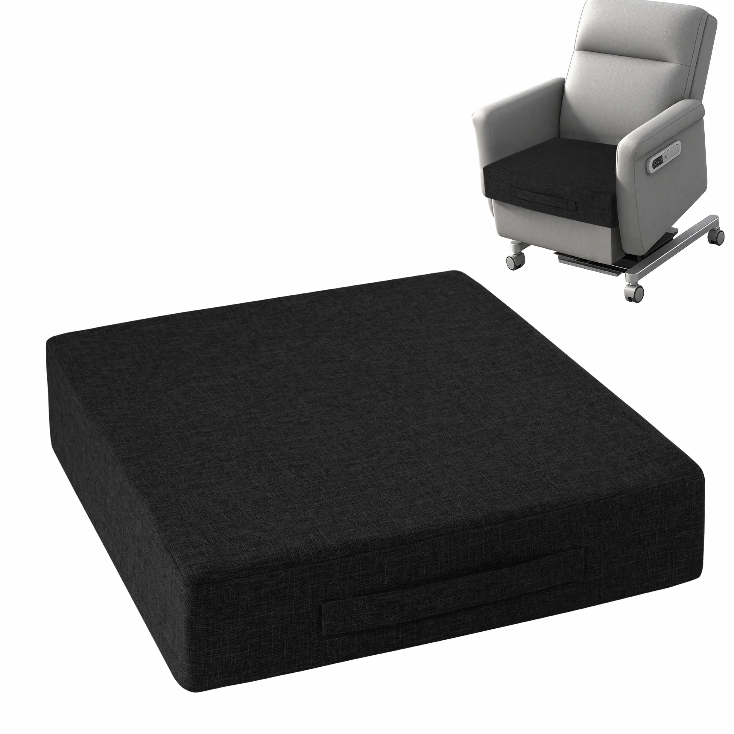 OVOV Cojines reclinables para ancianos, 20 x 20 x 4 pulgadas de grosor, cojín de asiento para silla reclinable, cojines cuadrados grandes antideslizantes con funda lavable para sillón, sofá, color