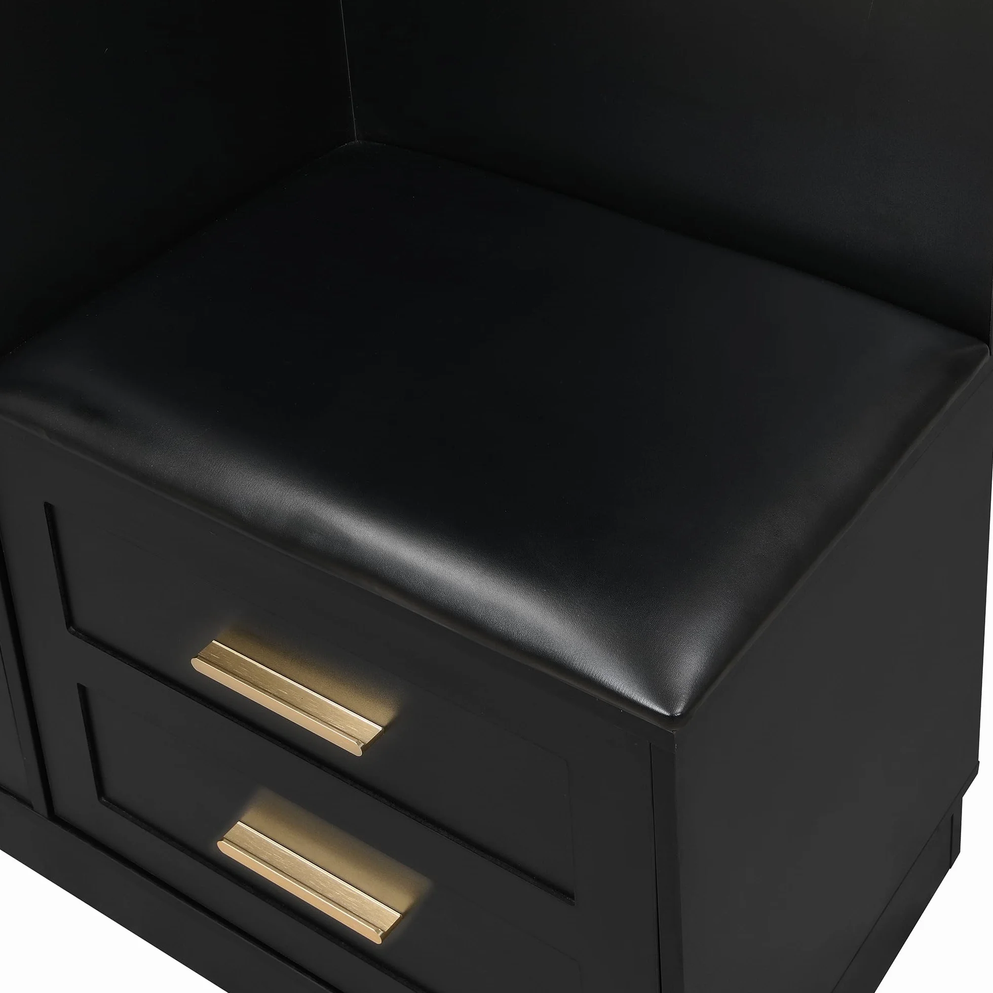 Armario moderno compacto, armario y zapatero, armario de entrada, estante de almacenamiento multifuncional con espejo, 110 x 33 x 185,5 cm (negro)