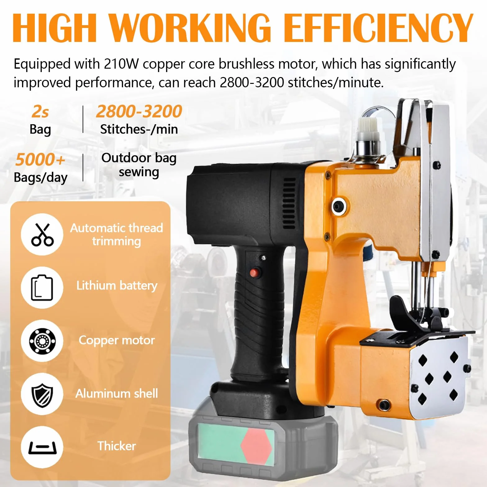 Cosedora de Sacos, Máquina de Coser Portátil para Makita Batería de 18V, Selladora Eléctrica de Costura para Bolsas de Lona, Sacos, Bolsas Tejidas y Bolsas de Papel