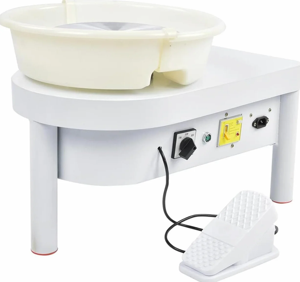 NArra Rueda de cerámica eléctrica de 25 cm, 350 W, para adultos, principiantes, artesanía de cerámica con pedal y patas para clases escolares, barra de alfarero, uso doméstico