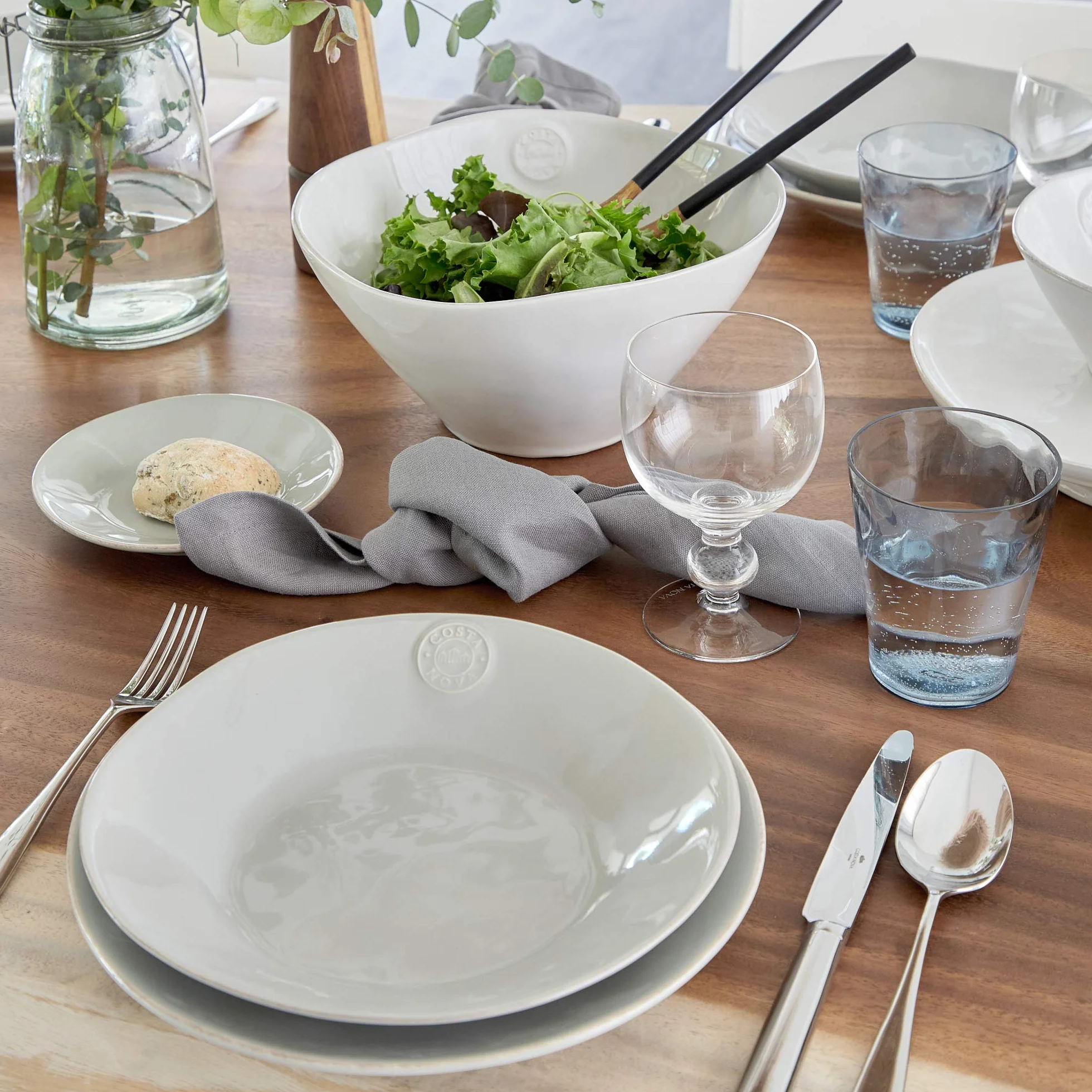 Costa Nova, Nova colección, Vajilla elegante, gres, Plato sopa, pasta , gris claro, 25 cm, 6 piezas