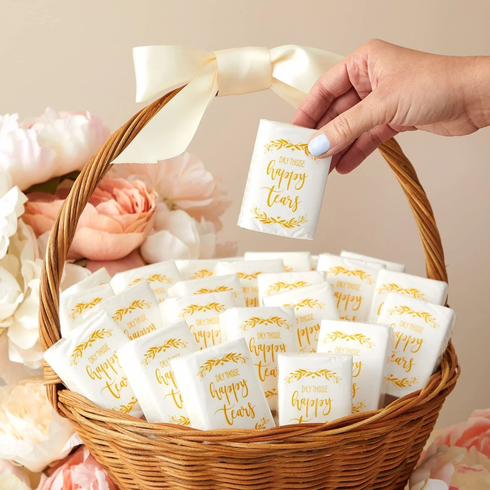 Pañuelos de viaje de bolsillo a granel para graduación, despedida de soltera, recuerdos de boda para invitados, pañuelos de lágrimas felices para bodas, uso individual (10