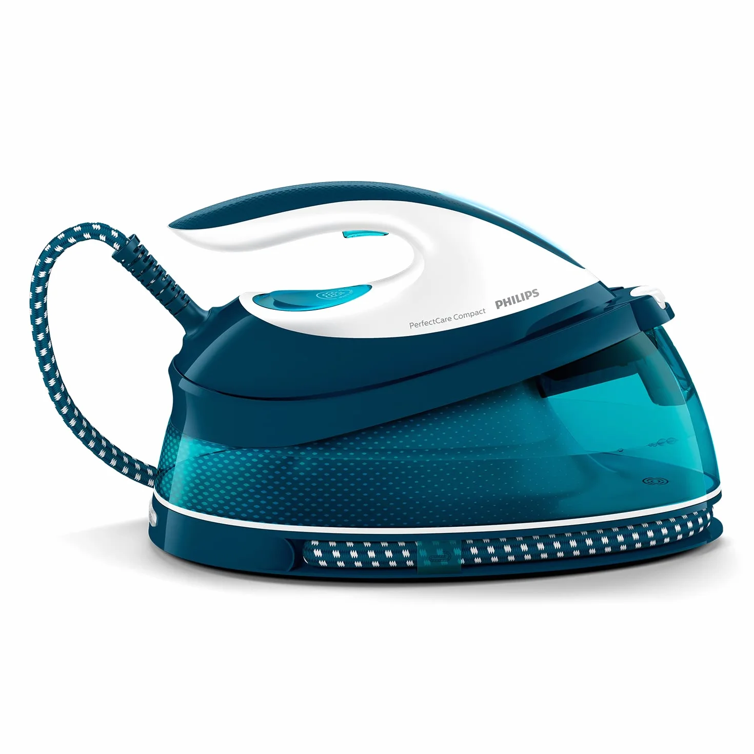 Philips PerfectCare Plancha Generadora de Vapor Compacta - Tecnología OptimalTEMP, 6.5 Bares, Golpe de Vapor 400 g, 120 g/min, Autoapagado, Tamaño Compacto, Suela Special, Color Azul (GC7844/20)