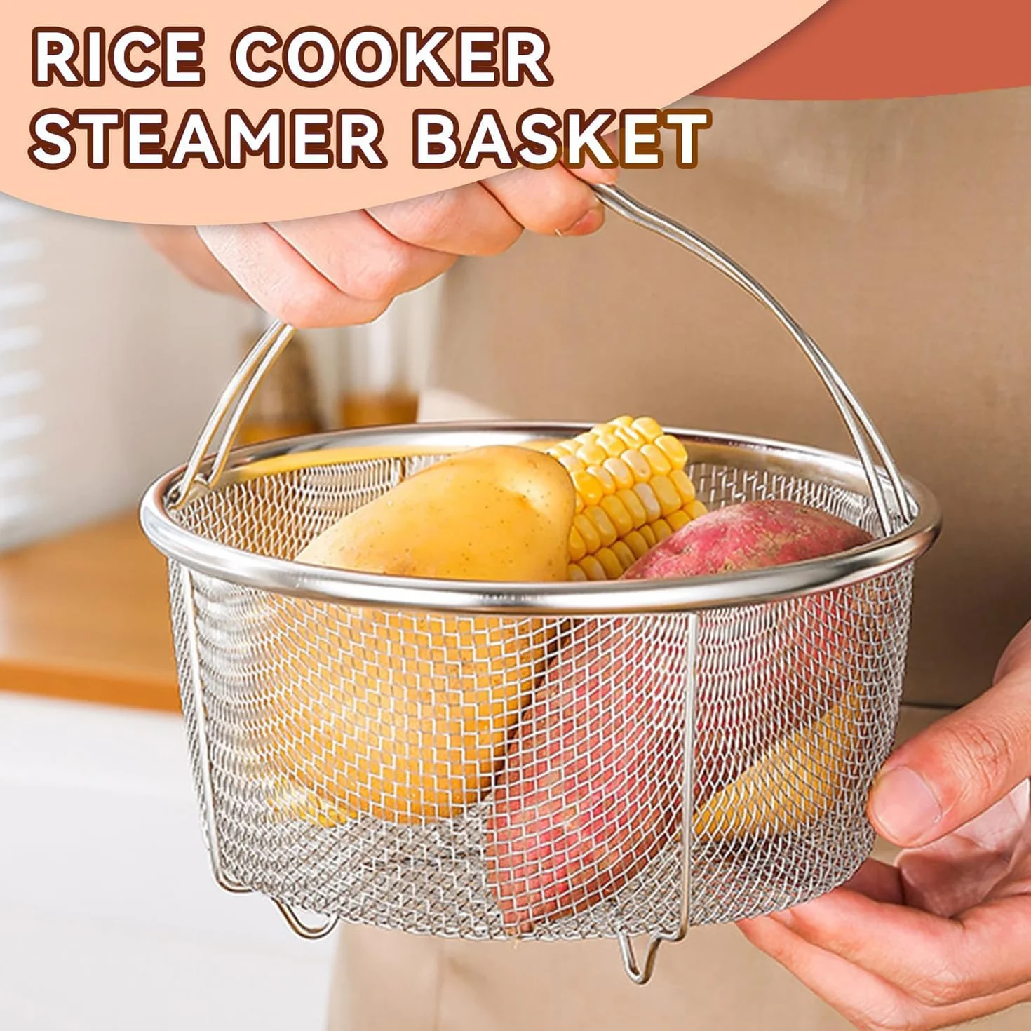 Cesta de Vapor de Acero Inoxidable, Malla para Cocinar, Colador, 20cm