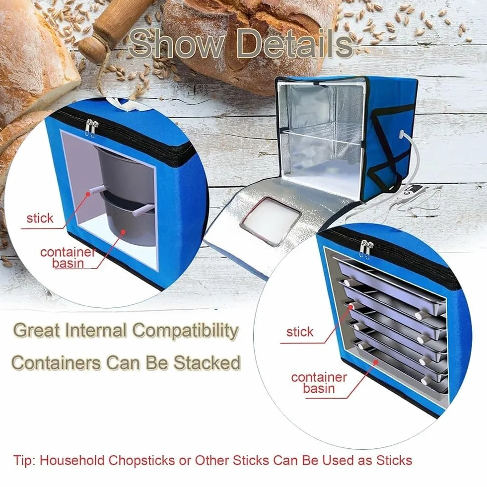 Caja de fermentación plegable a prueba de masa, pequeña bolsa de prueba de pan para el hogar con control de temperatura + función de temporización, ideal para hacer pan y yogur, estante interior