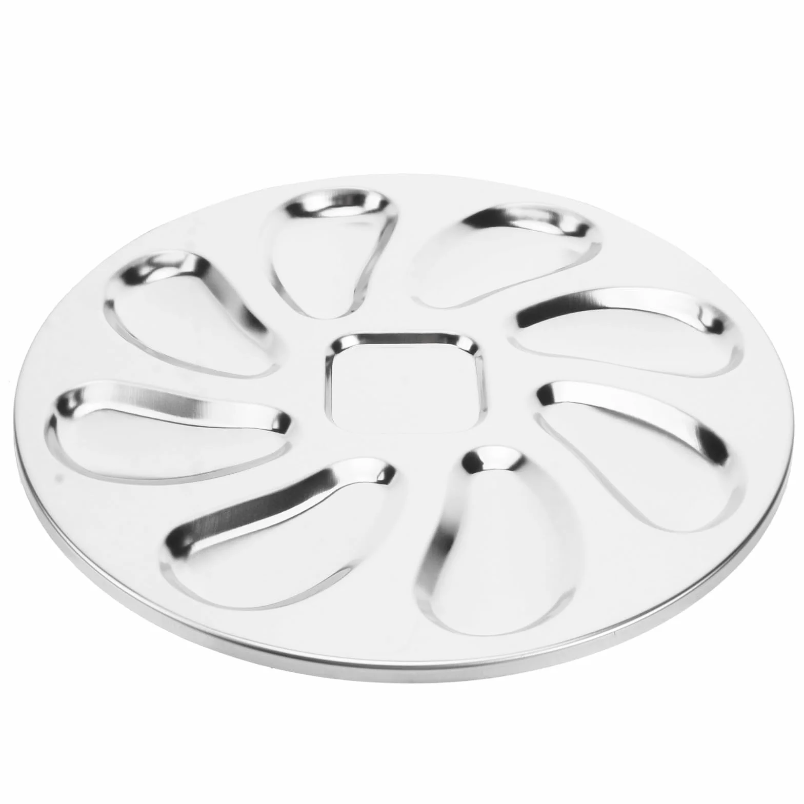Toyvian Plato de Acero Inoxidable para Ostras 23X23 CM Ranuras Bandeja Plana para Mariscos y Aperitivos Utensilio de Cocina para Restaurante y Uso Doméstico