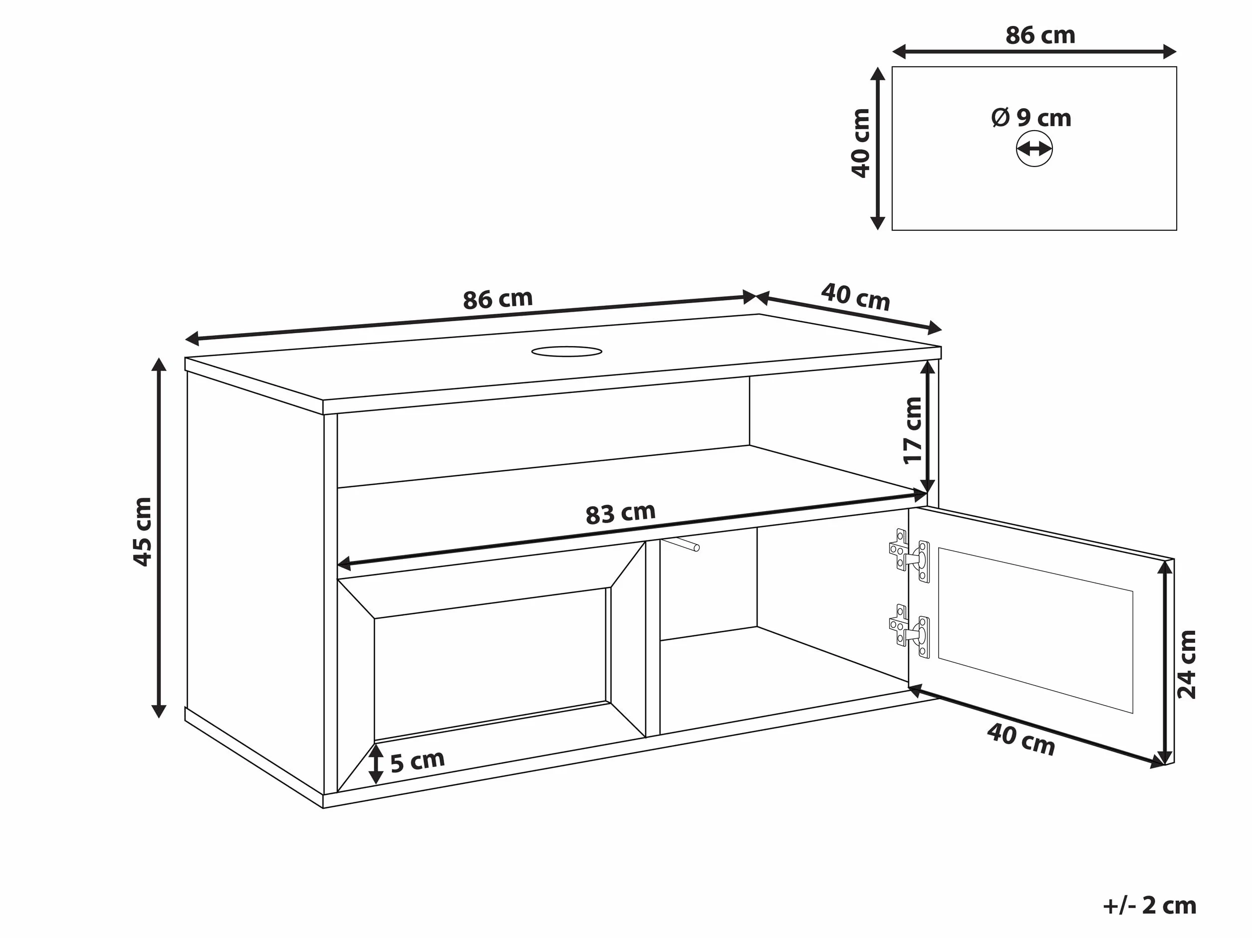 Beliani Mueble Flotante para baño Boho Frente de ratán Trenzado 86 x 45 cm Madera Clara Rosell