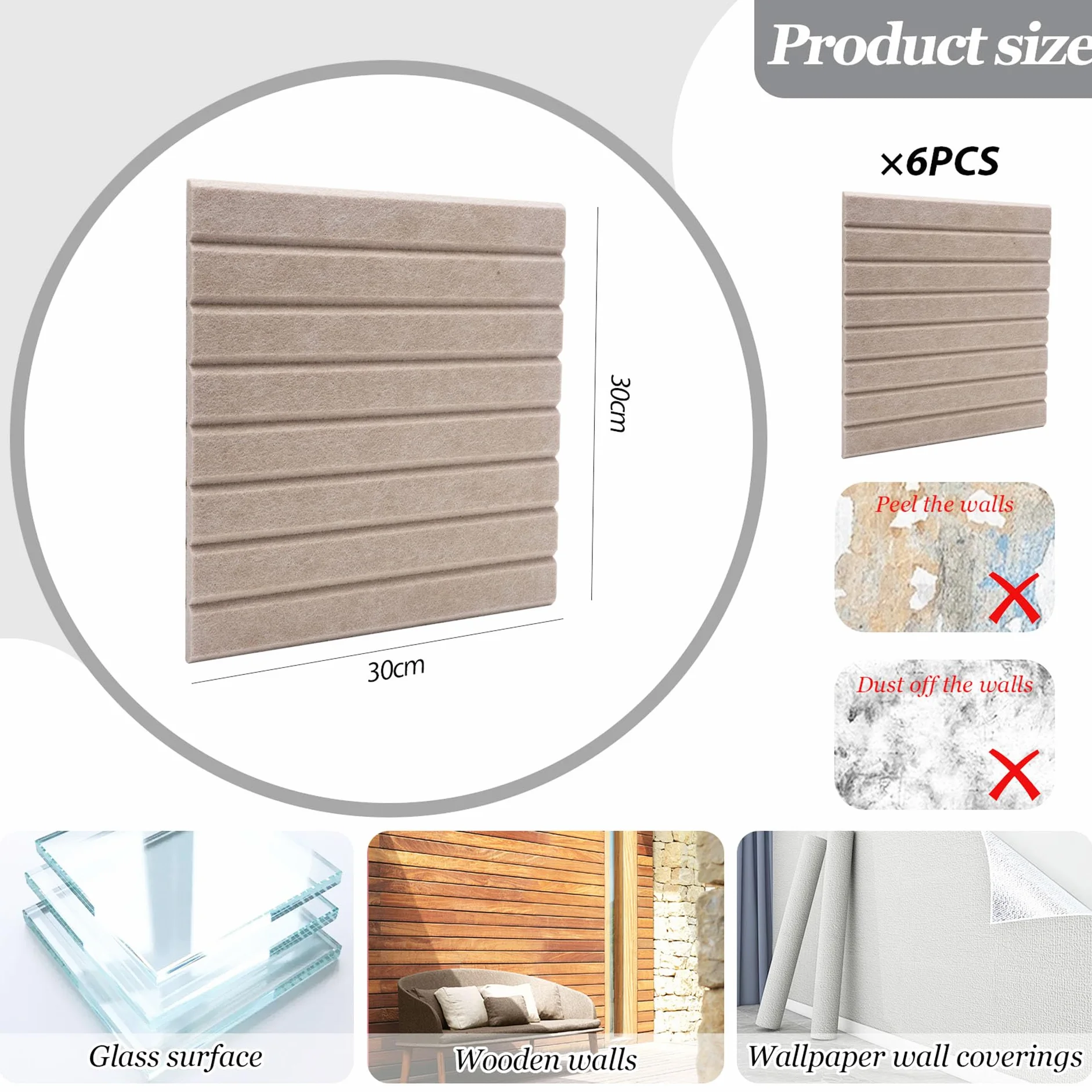 Gran tablero de anuncios adhesivo de fieltro 60 x 90 cm con 30 chinchetas - Decoración mural para oficina, cocina, fotos, notas, color camello oscuro
