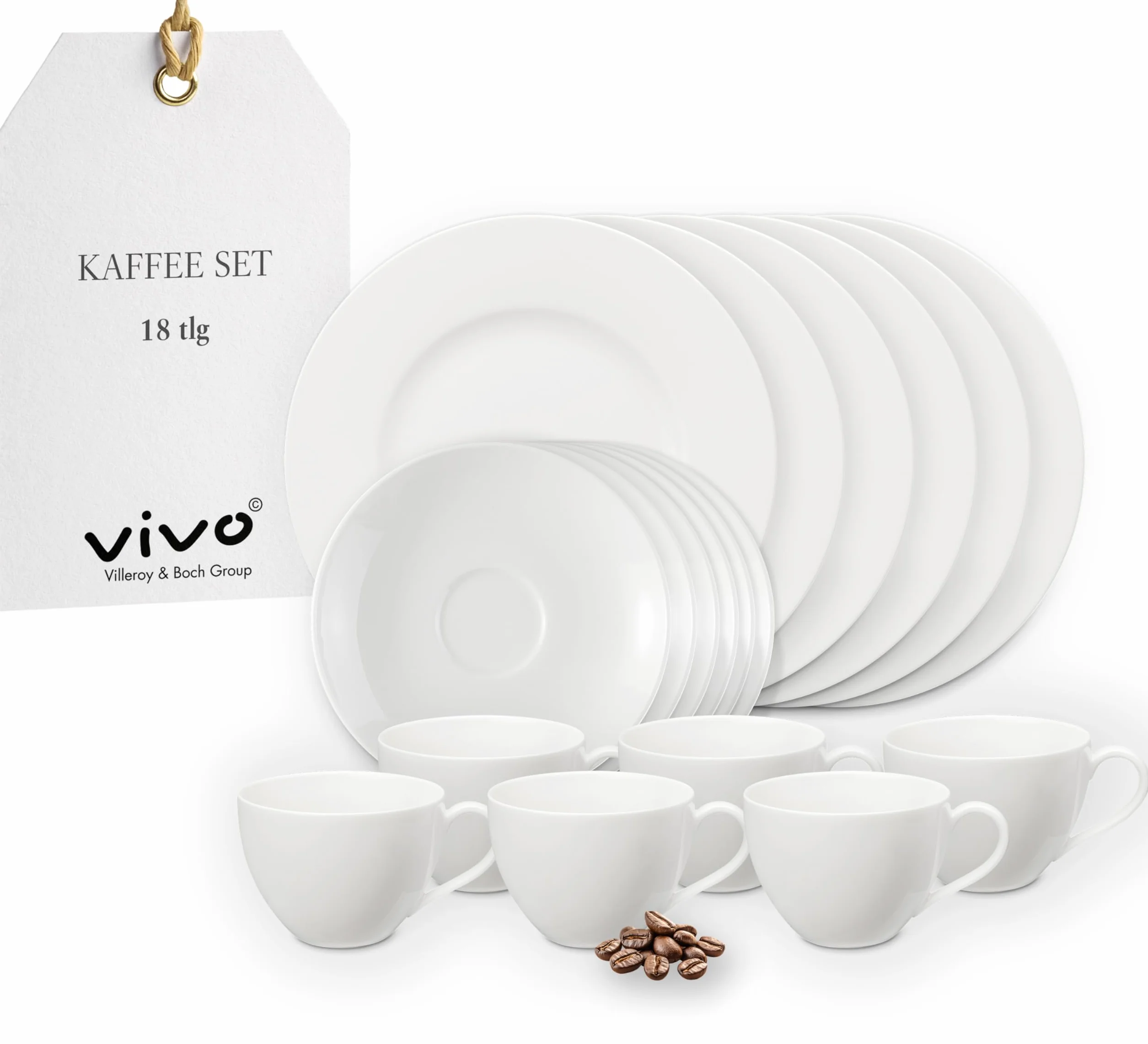 vivo - Villeroy & Boch Group Basic White set de café, 18 piezas CE