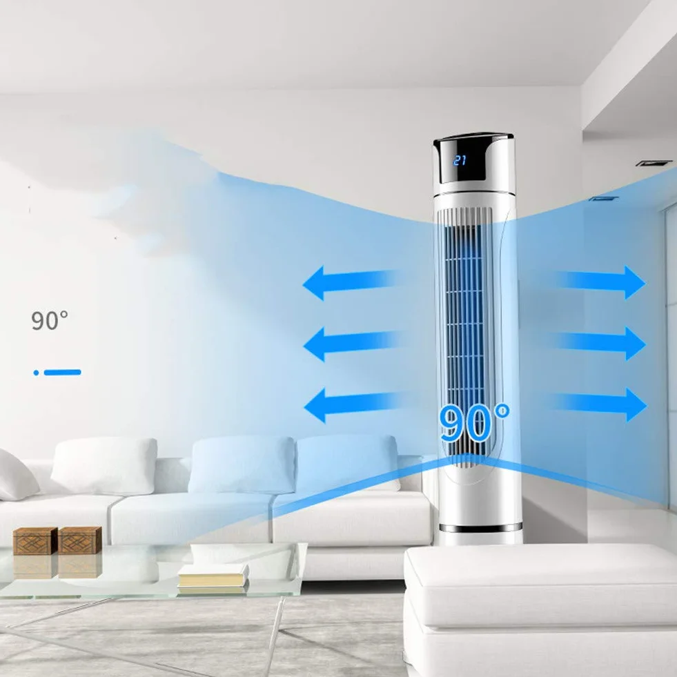 Ventilador De Torre Columna Oscilación Oscilador Personal Mini Escritorio Sin Hojas 3 Modos Funcionamiento 3 Velocidades (Control remoto)
