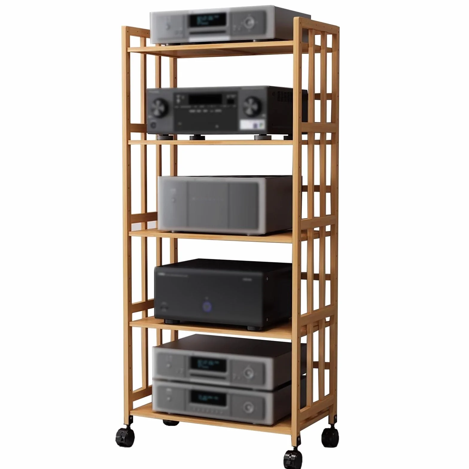 Soporte multimedia independiente de 5 niveles para sala de estar, moderna estantería de audio y video con estante abierto para equipos electrónicos, ideal para el hogar, oficina, componentes estéreo,