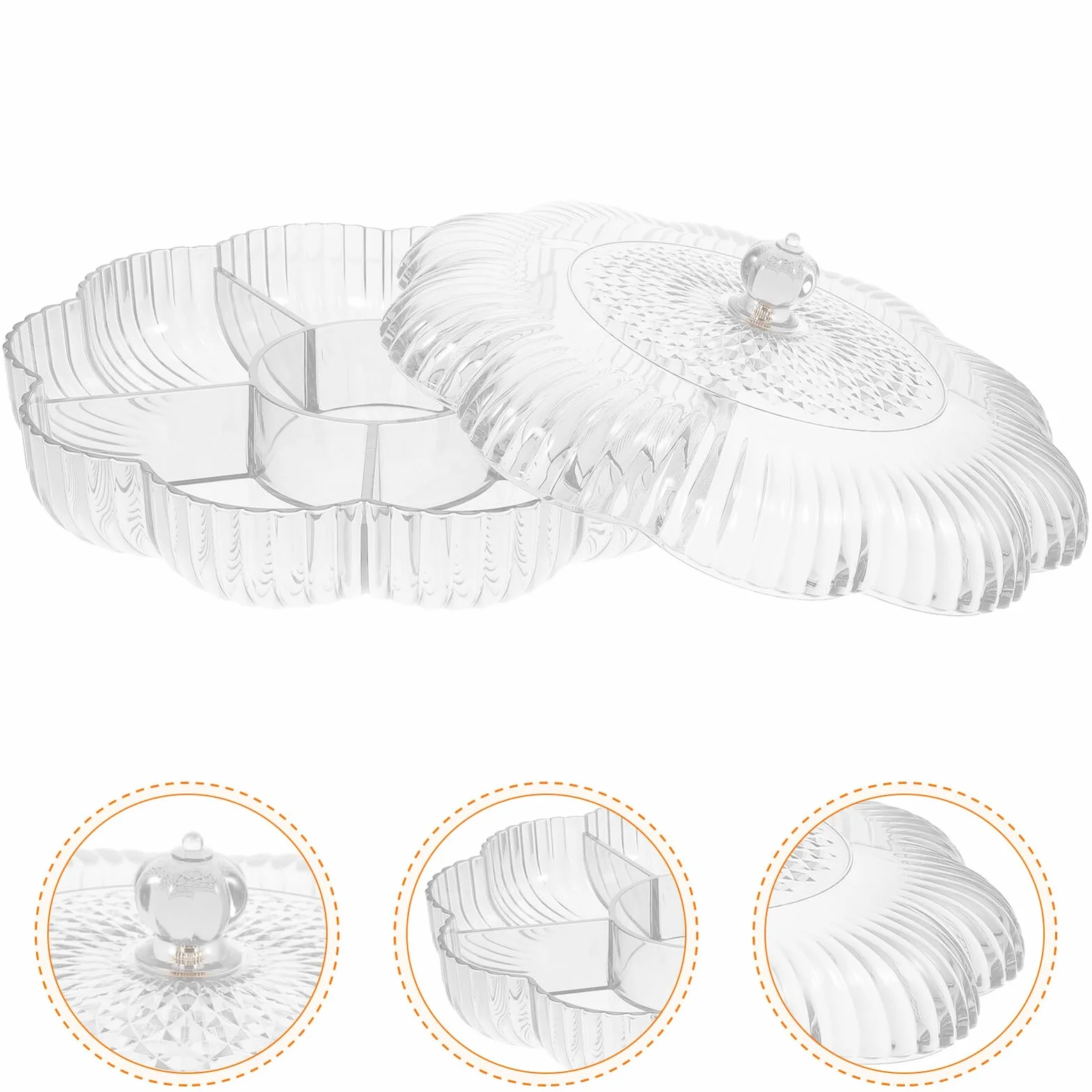 Homoyoyo Bandeja de Dulces Transparente Multifuncional Grande Compartimentos de Plástico para Snacks Hogar Fiesta y Postres