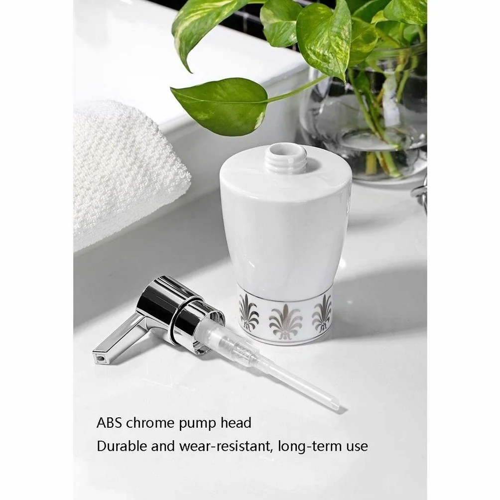 Dosificador Jabón/Reutilizable Botella para Jabón Líquido de Rayas Blanco con Oro dispensador de jabón dispensador del desinfectante con Cabeza de la Bomba Chrome cerámica Jabón for Baño Dormitorio o
