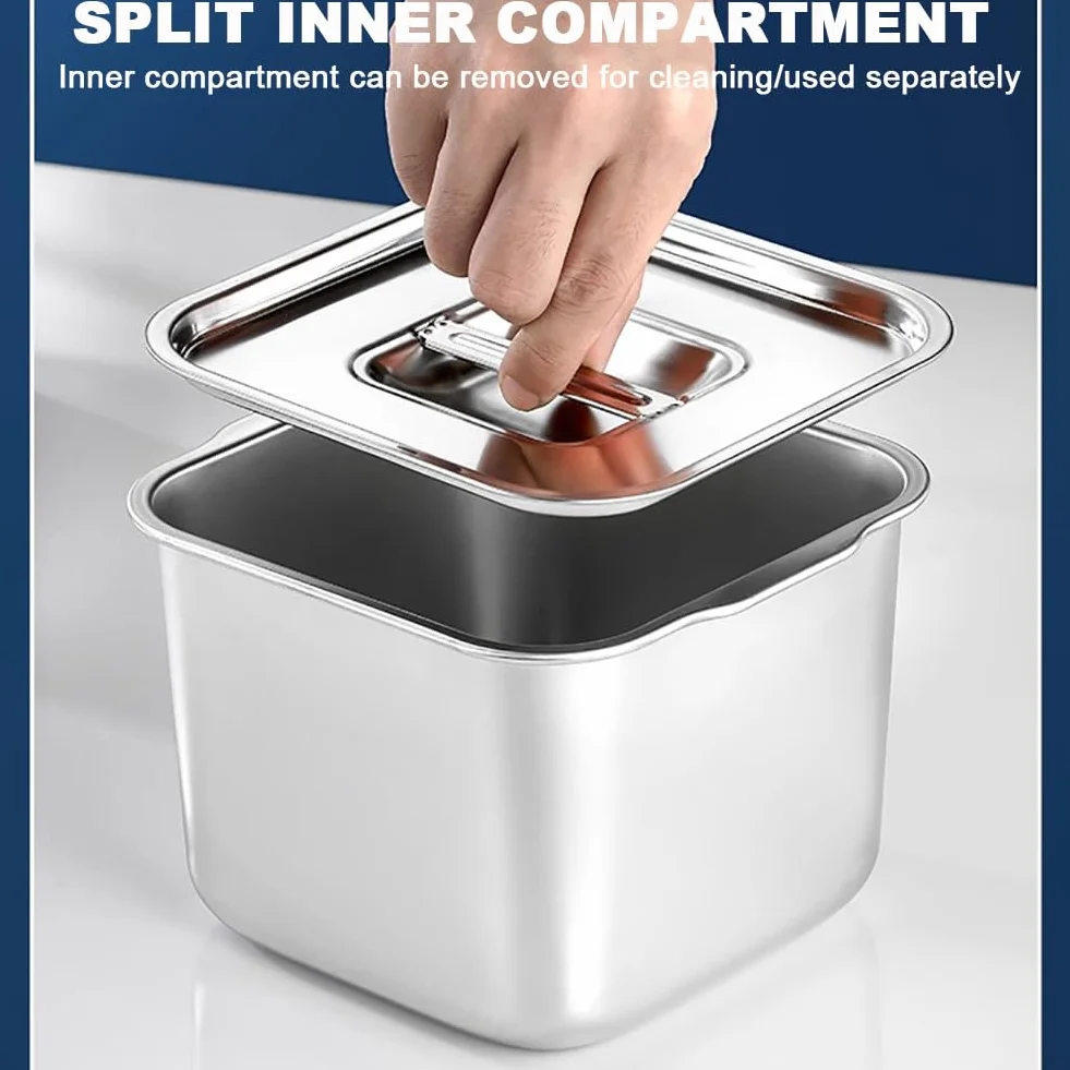 Juego De Caja De Especias De Acero Inoxidable De Gran Capacidad, Especiero Dispensador De Encimera con Tapa Y Cuchara, Organizador para Almacenar Frutas,D