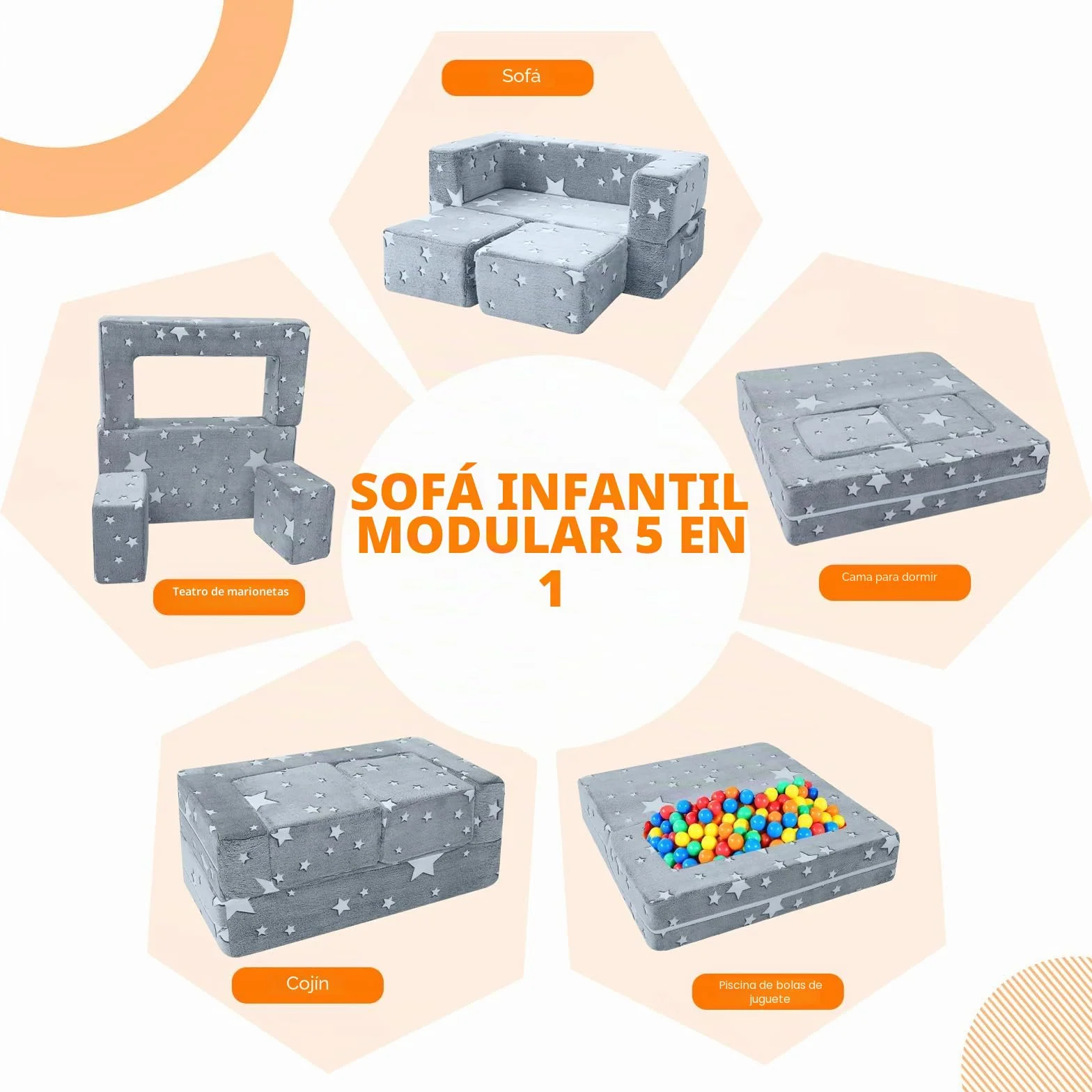 MeMoreCool Sillon Bebe, sofá con Estrellas Que Brillan en la Oscuridad, sofá Plegable para niños Infantil, Sillones Infantiles, Sofá Infantil Modular para Sala de Juegos