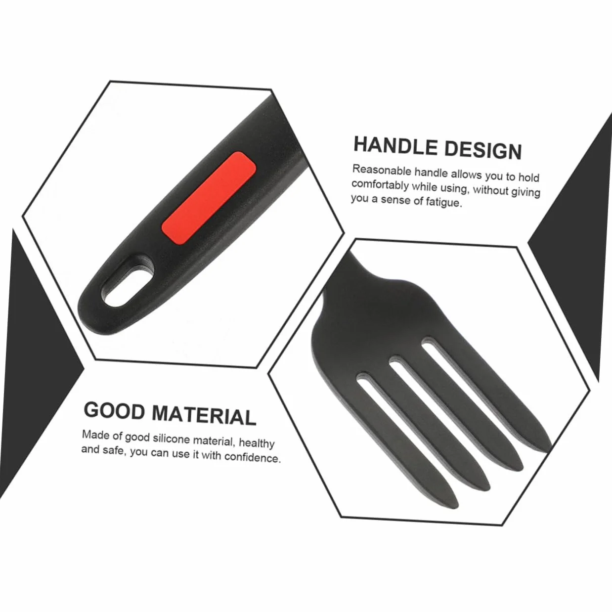 Zerodeko 2 piezas Tenedor de Silicona Reutilizable para Ensaladas Utensilio de Cocina Negro y Rojo
