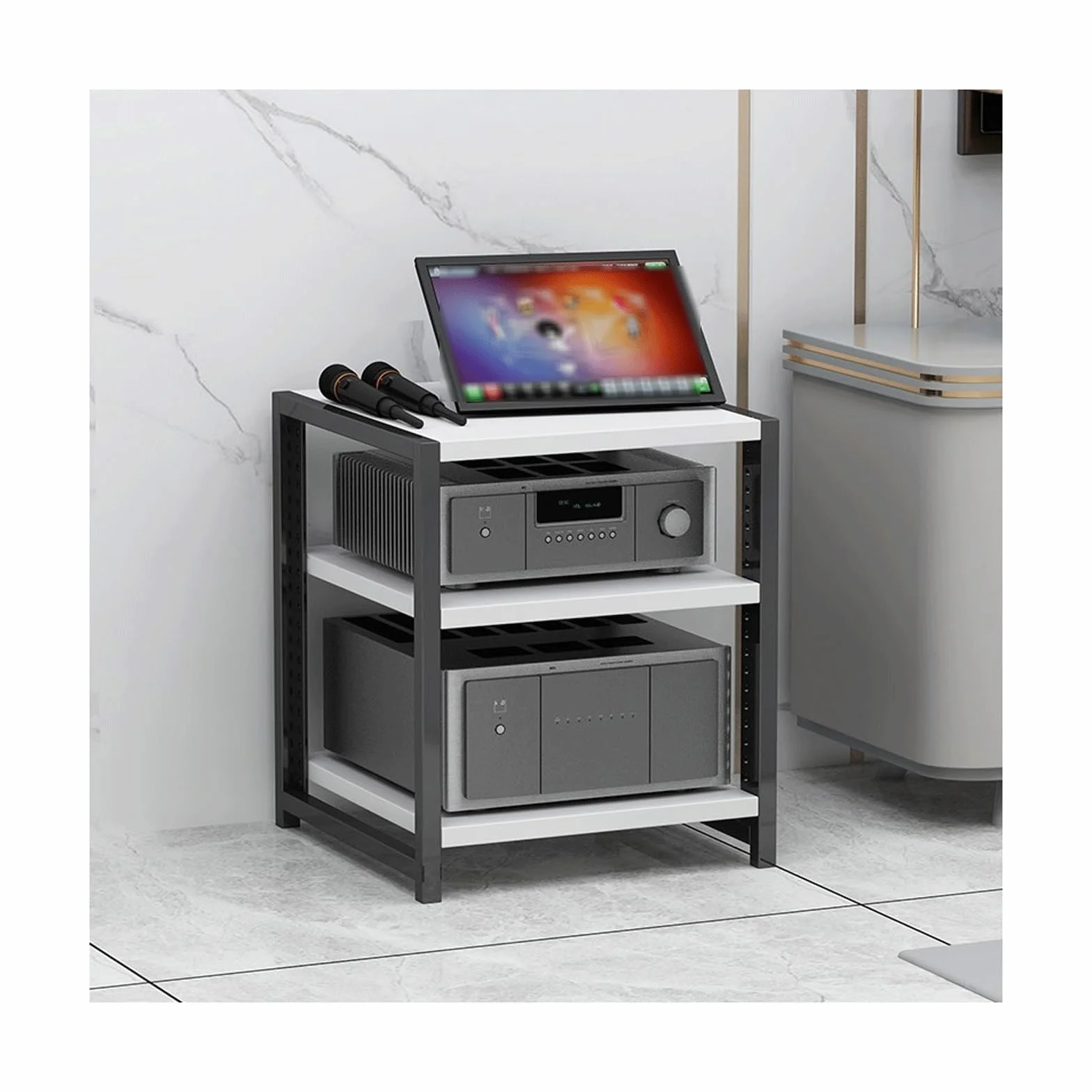 Torre de componentes de audio y vídeo ajustable para almacenamiento de equipos multimedia