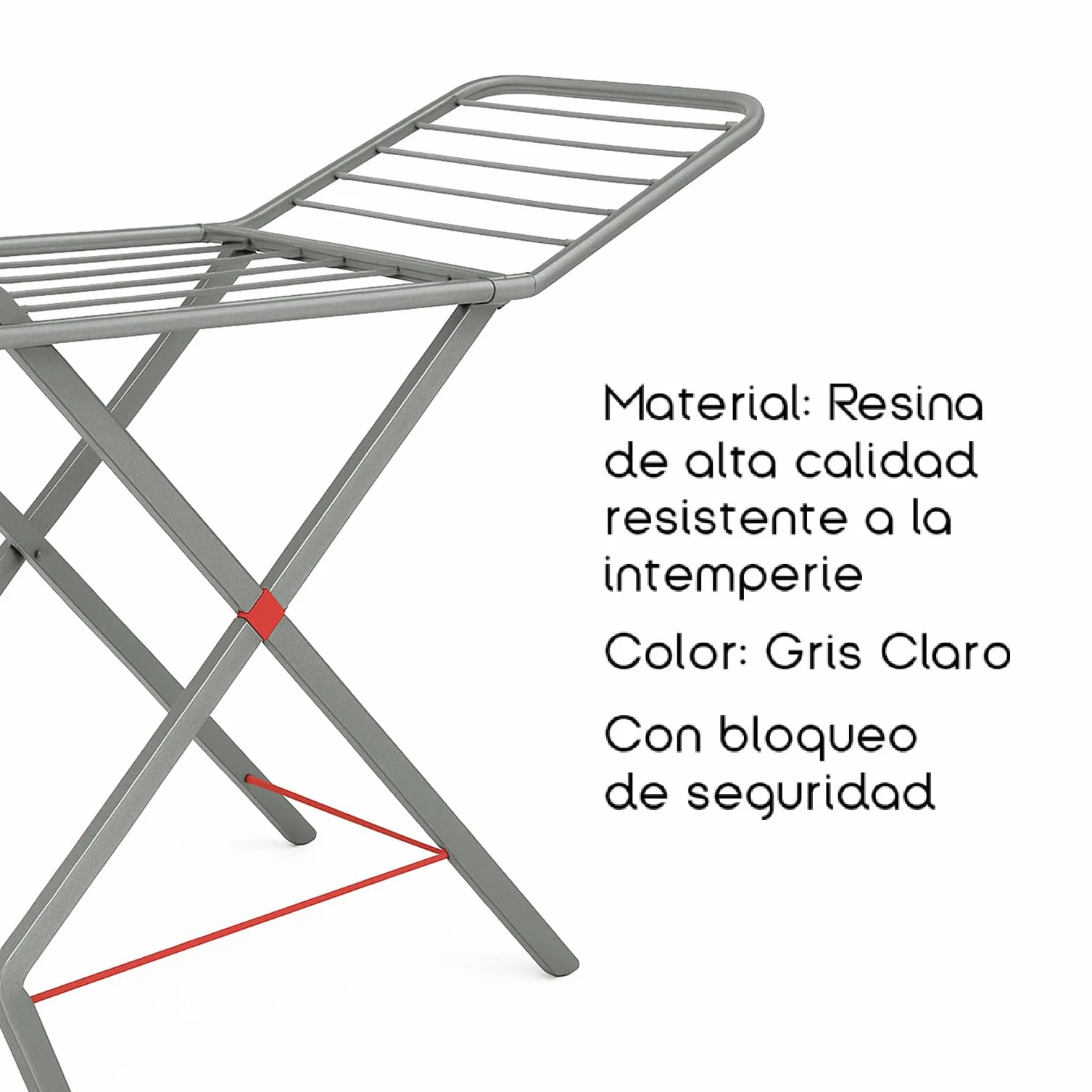 TIENDA EURASIA – Tendedero Plegable | Material Resina | Color Gris Claro | Superficie de Tendido 20 Metros | con Bloqueo de Seguridad | Medidas 55x180x108 cm