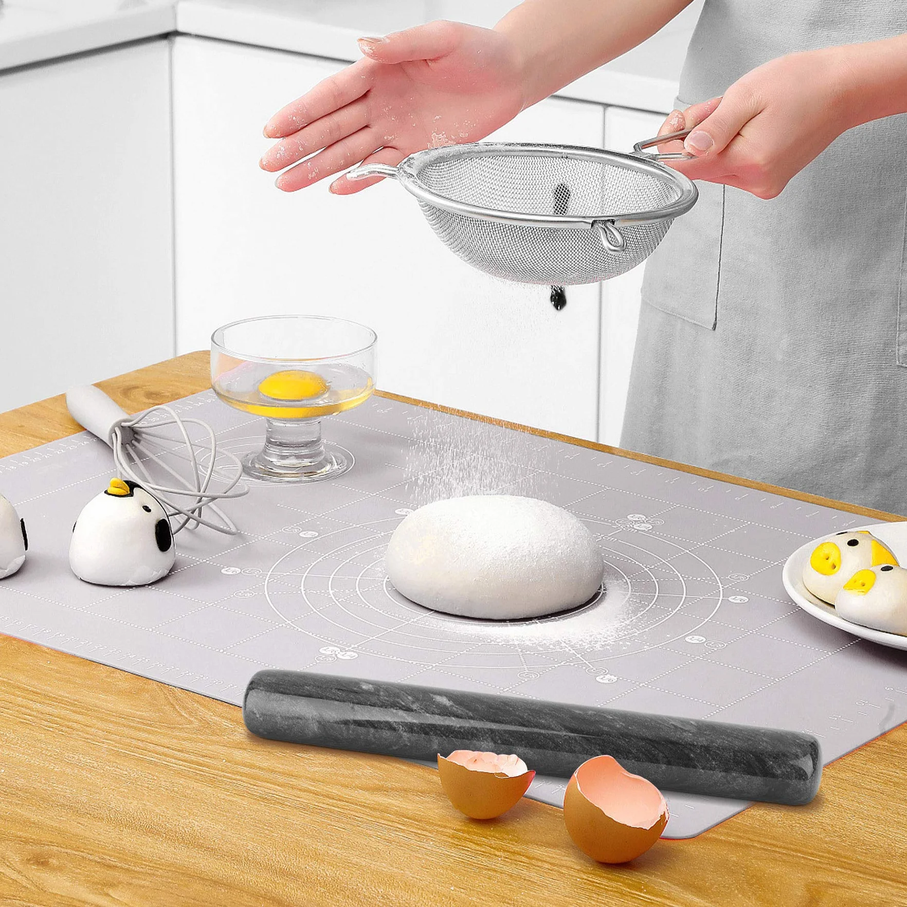 ComSaf Rodillo antiadherente negro, rodillo de mármol como accesorio para hornear estable y duradero para fondant, pizza, pasteles, masa de pasta y masa quebrada