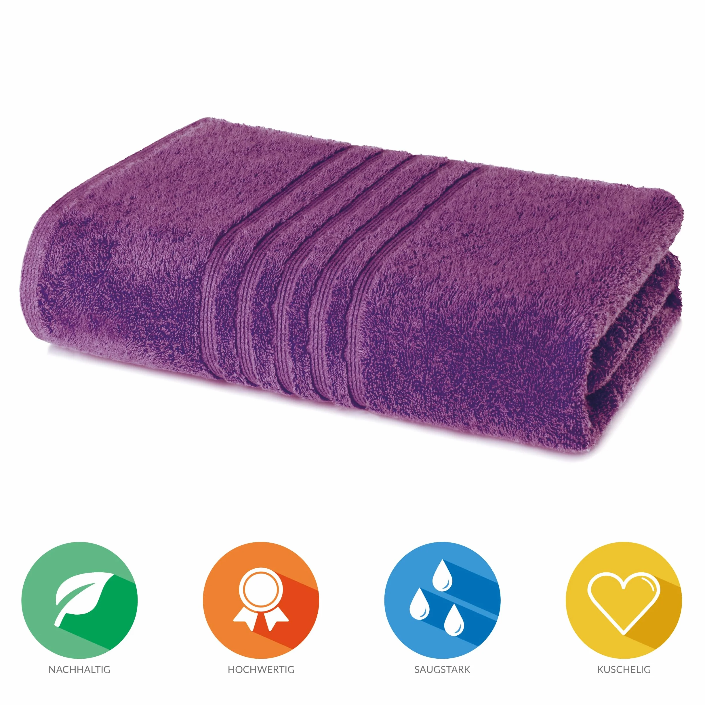 Toalla de Sauna XXL 80x220 cm Algodón Orgánico Rizo Suave Absorbente Violeta