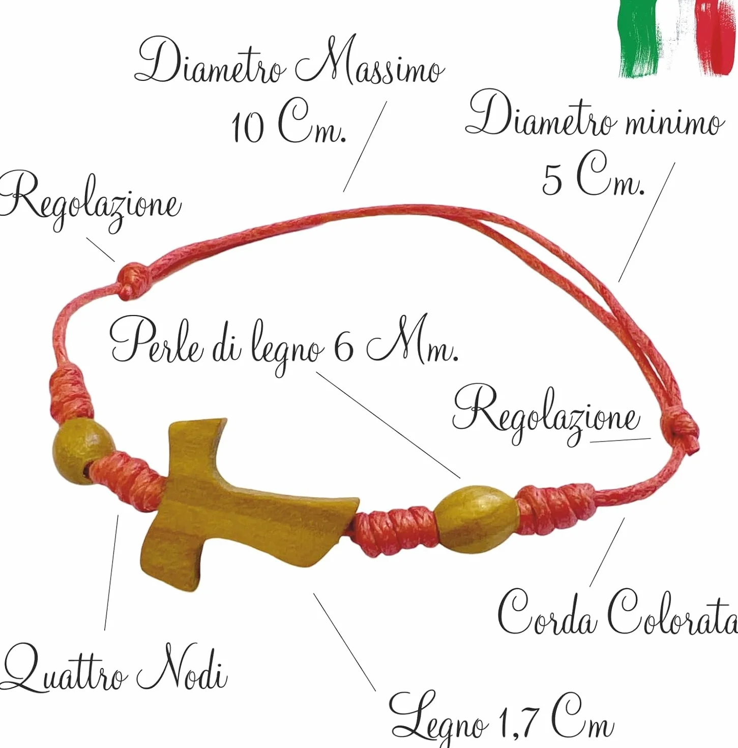 30 pulseras ajustables con tau en olivo y bolas de 6 colores surtidos fabricadas en la Patria de San Francisco