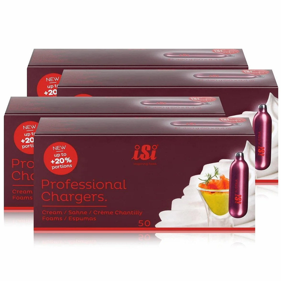 iSi Professional Chargers - Cápsulas de nata (420 g, 50 x 8,4 g, 3 unidades)