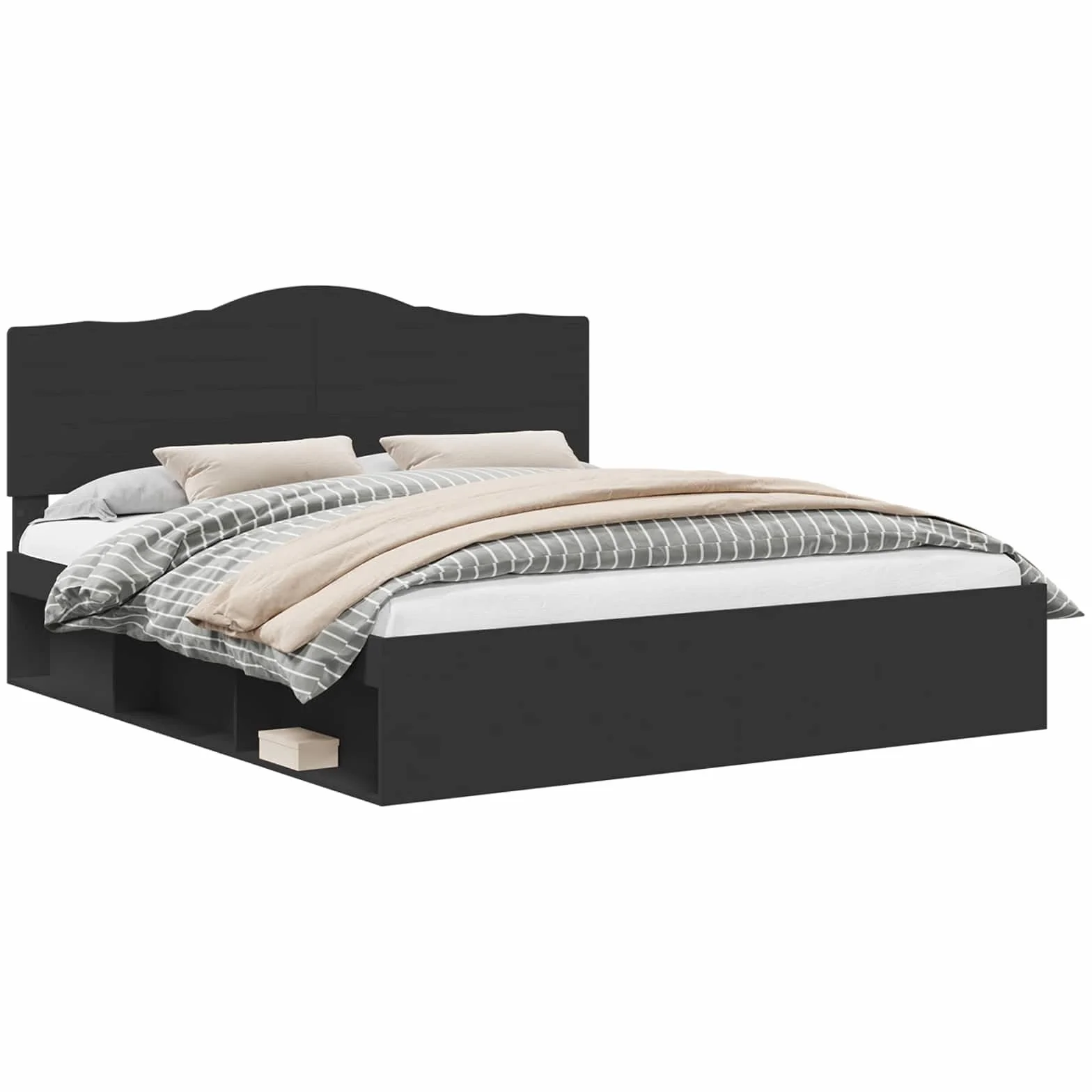 vidaXL Estructura de Cama Negro 180 x 200 cm Madera de Pino Macizo