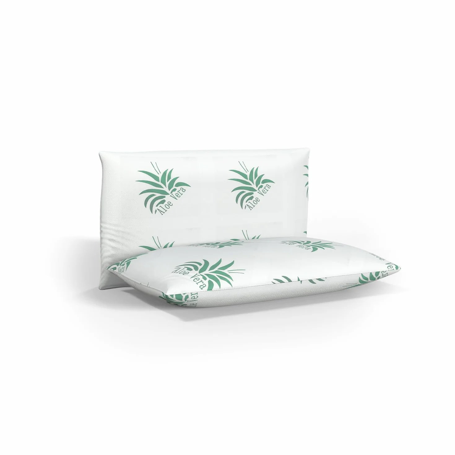 HOME STILL Juego de 2 almohadas de espuma viscoelástica, 40 x 70 x 12 cm, diseño de aloe vera, exterior de microfibra agradable al tacto, soporte para el cuello, sueño profundo y cómodo, lavable a