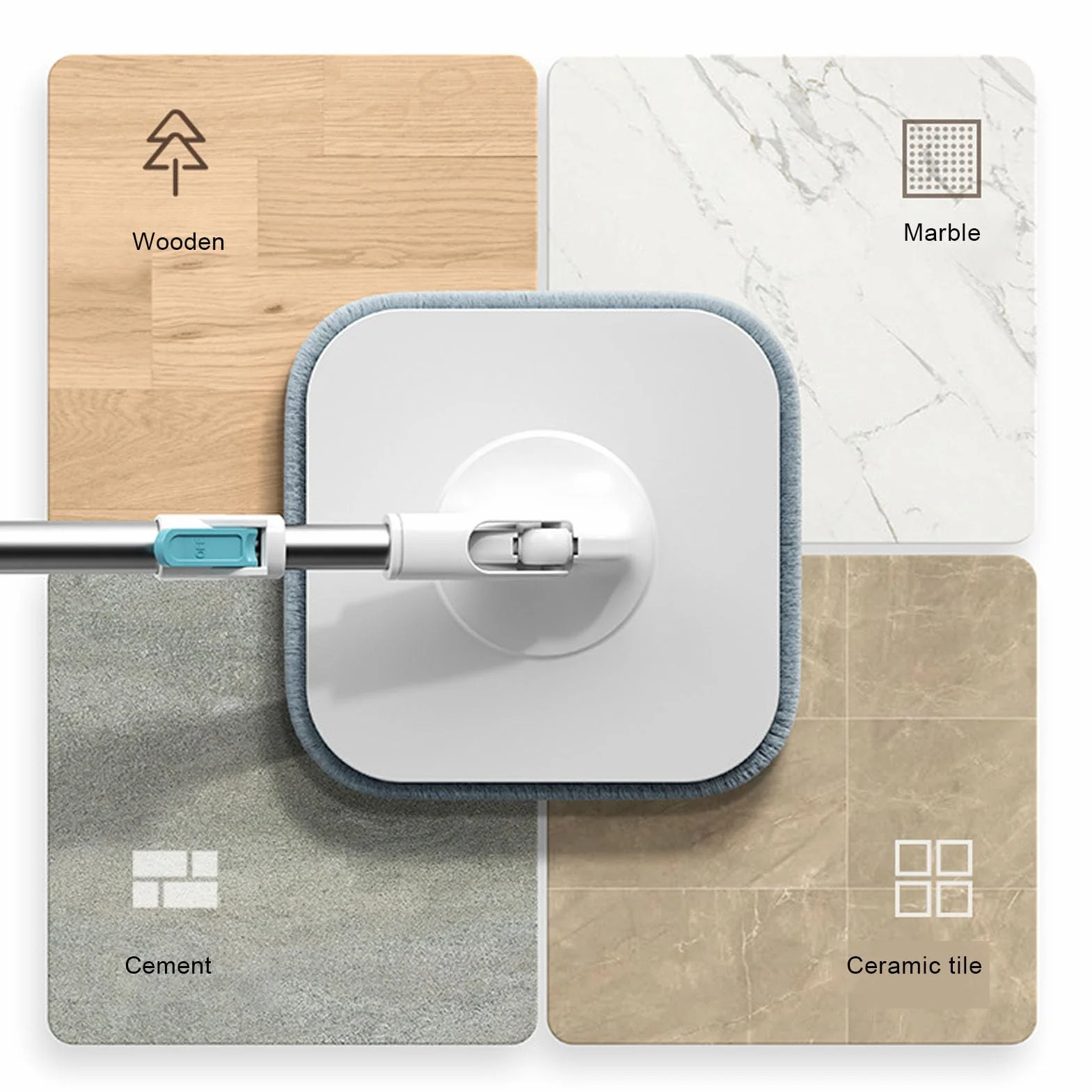 Fabater Juego de Fregona Giratoria y Cubo, de Agua Limpia y Sucia Autoseparante, Fregona Cuadrada Giratoria de 360 ​​Grados con de Microfibra Ajustable de Acero Inoxidable para el Hogar