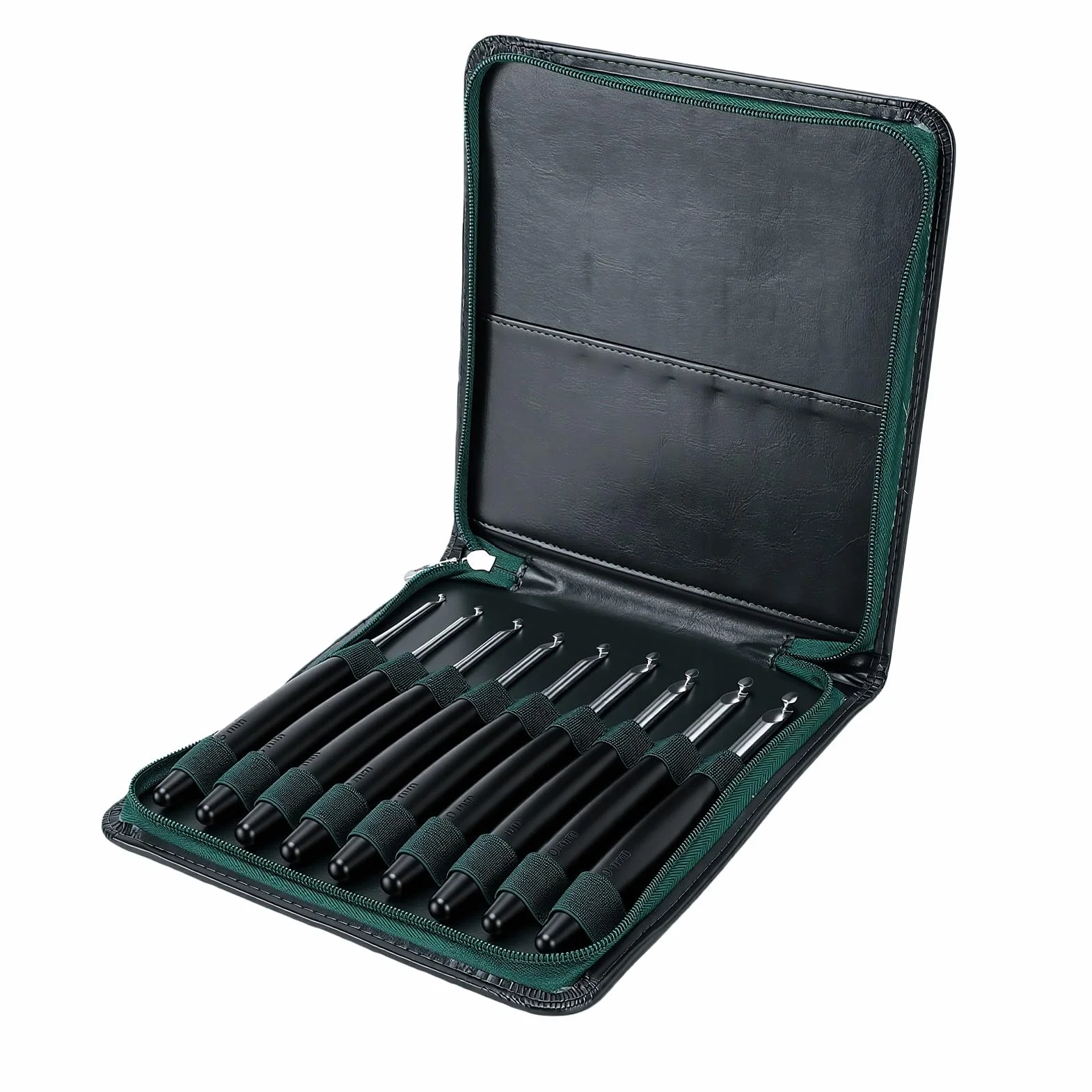 Zunate Juego de Agujas de Ganchillo Ergonómicas, 9 Piezas, Agujas de Tejer de Aluminio de 3,5 Mm a 8,0 Mm, Antideslizante de Agarre Suave para Principiantes y Profesionales, Kit de Manualidades de