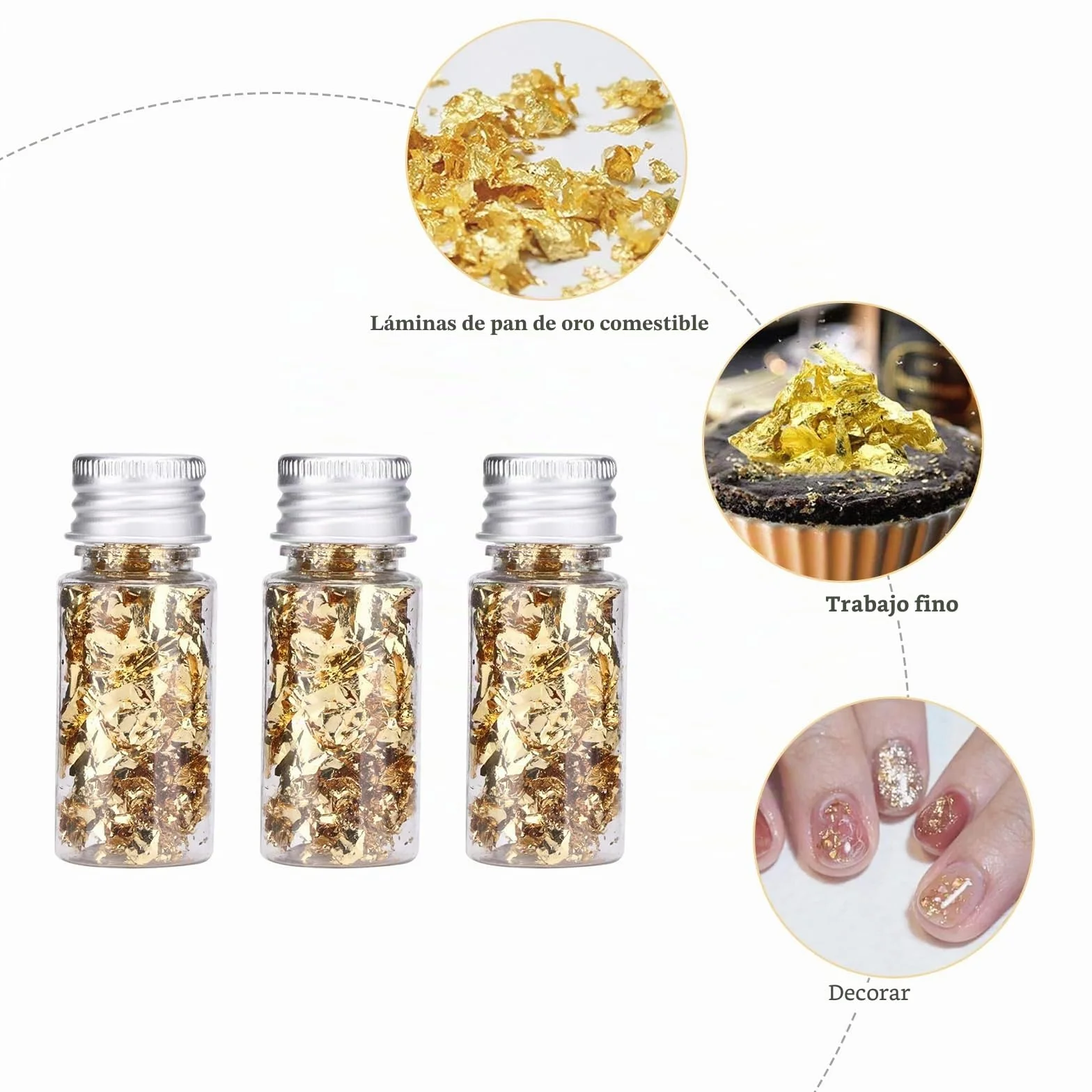Hojas de Oro Comestibles - Pan Oro para Decorar Pasteles - Manualidades Maquillaje - Copos Lámina Oro para Tartas