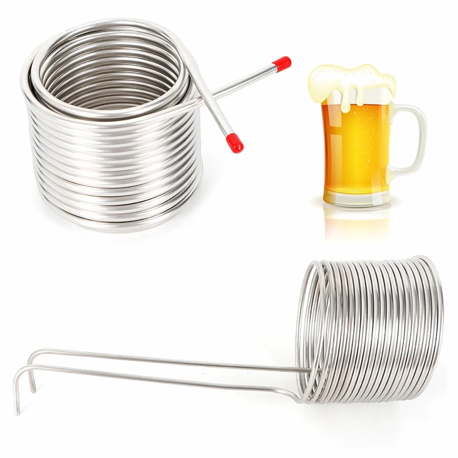 Serpentín de enfriamiento de Cerveza, Enfriador de Mosto por inmersión, de Acero Inoxidable, for elaboración casera Múltiples Aplicaciones