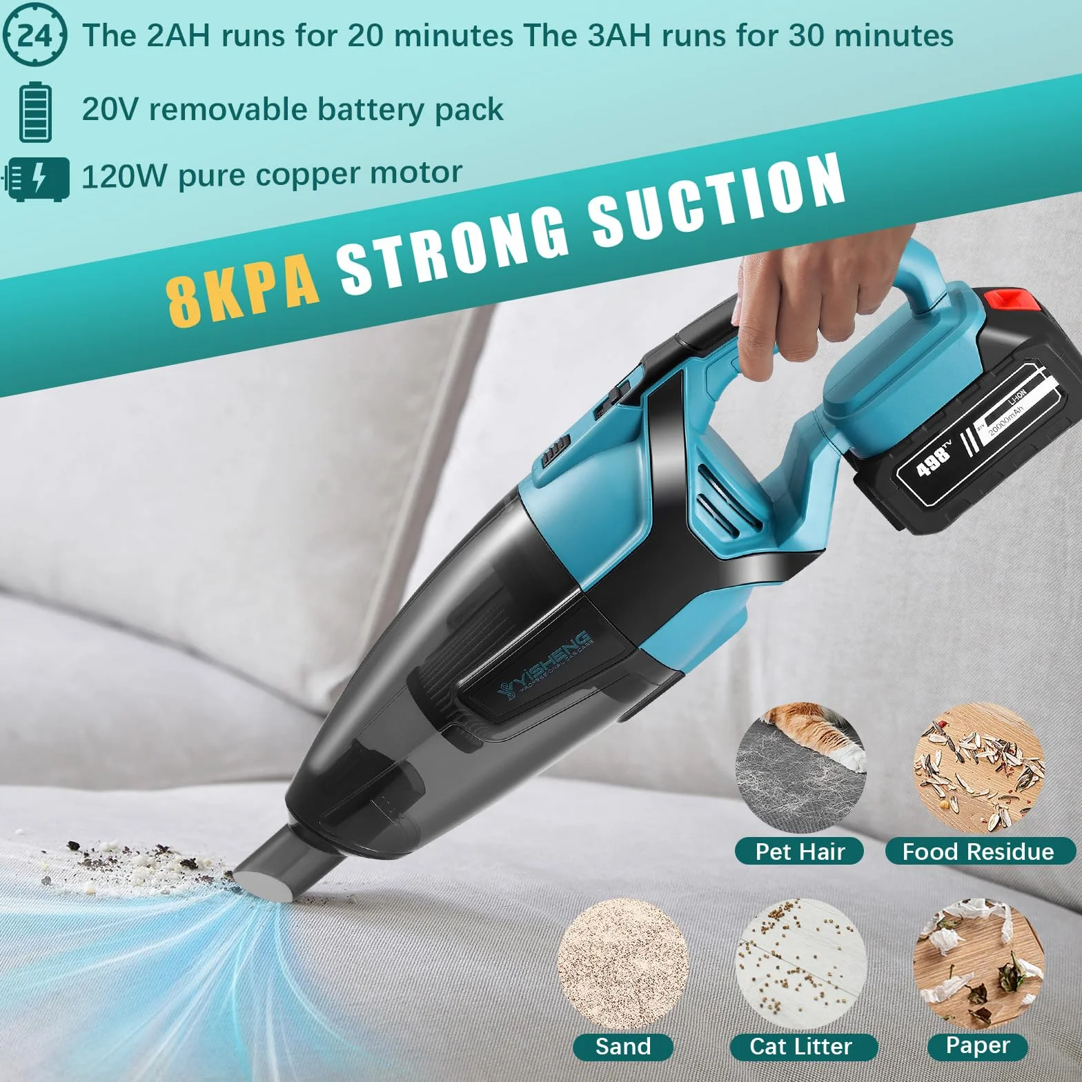 Aspiradora de mano inalámbrica para batería Makita de 18V, Mini aspiradora portátil y liviano uso en seco y húmedo, Aspirador pequeño con 3 boquillas y caja para el polvo, para el hogar y el automóvil