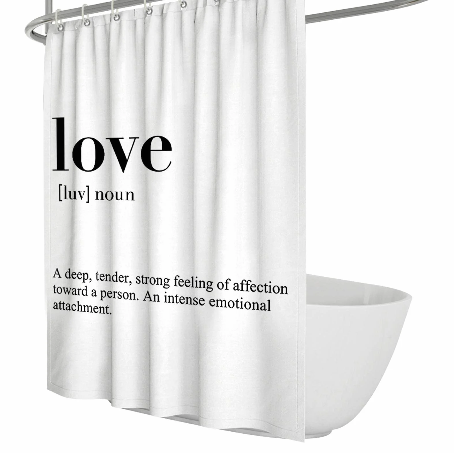 Cortina de Ducha Love Word Set Cortina de Ducha Minimalista Moderna para decoración de baño Cortina de Ducha de Tela Lavable Impermeable Blanca para bañera W200xL200cm