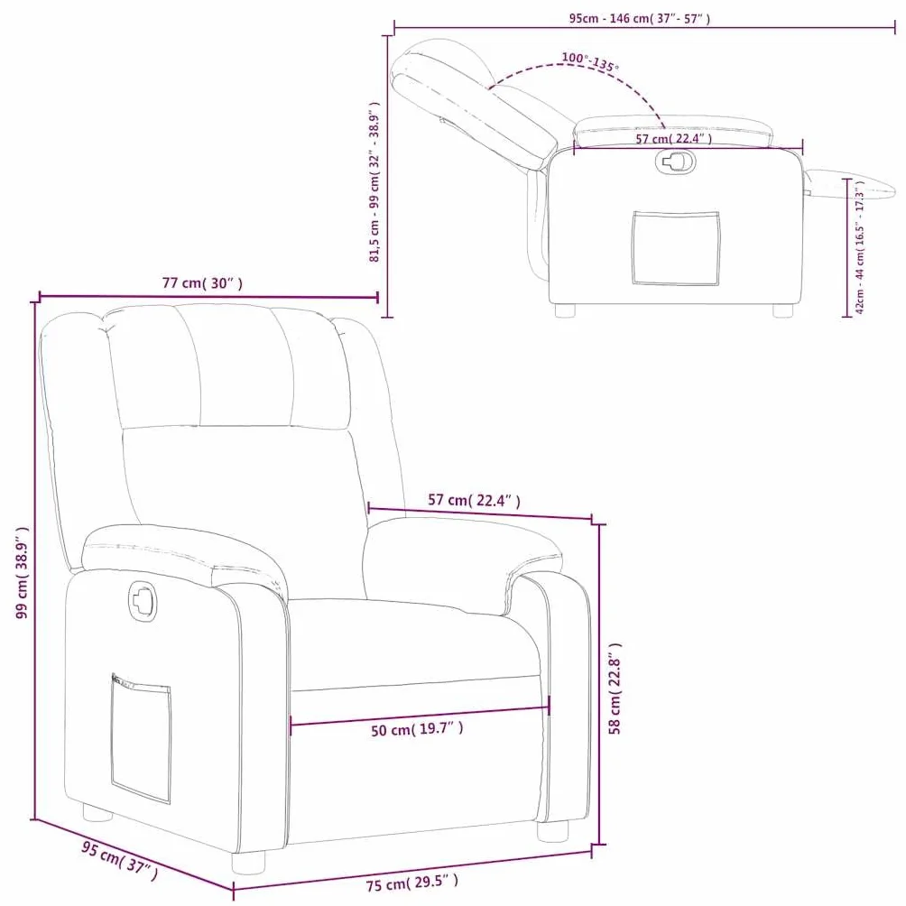 vidaXL Sillón Reclinable, Silla con Respaldo Reposabrazos, Sillón de Relax Descanso TV, Asiento Ajustable para Ancianos, Tela Gris Claro