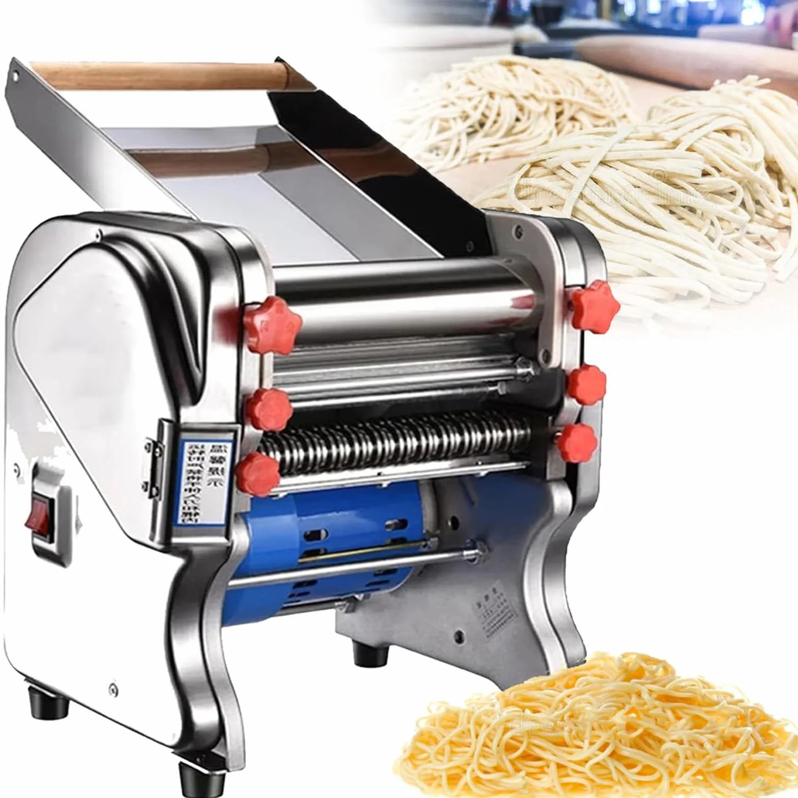 Máquina De Pasta Eléctrica 550w,Laminadora De Masa Comercial,Máquina Para Hacer Pasta Fresca En Casa Acero Inoxidable,Para Fideos/Espaguetis/Lasaña,FKM180