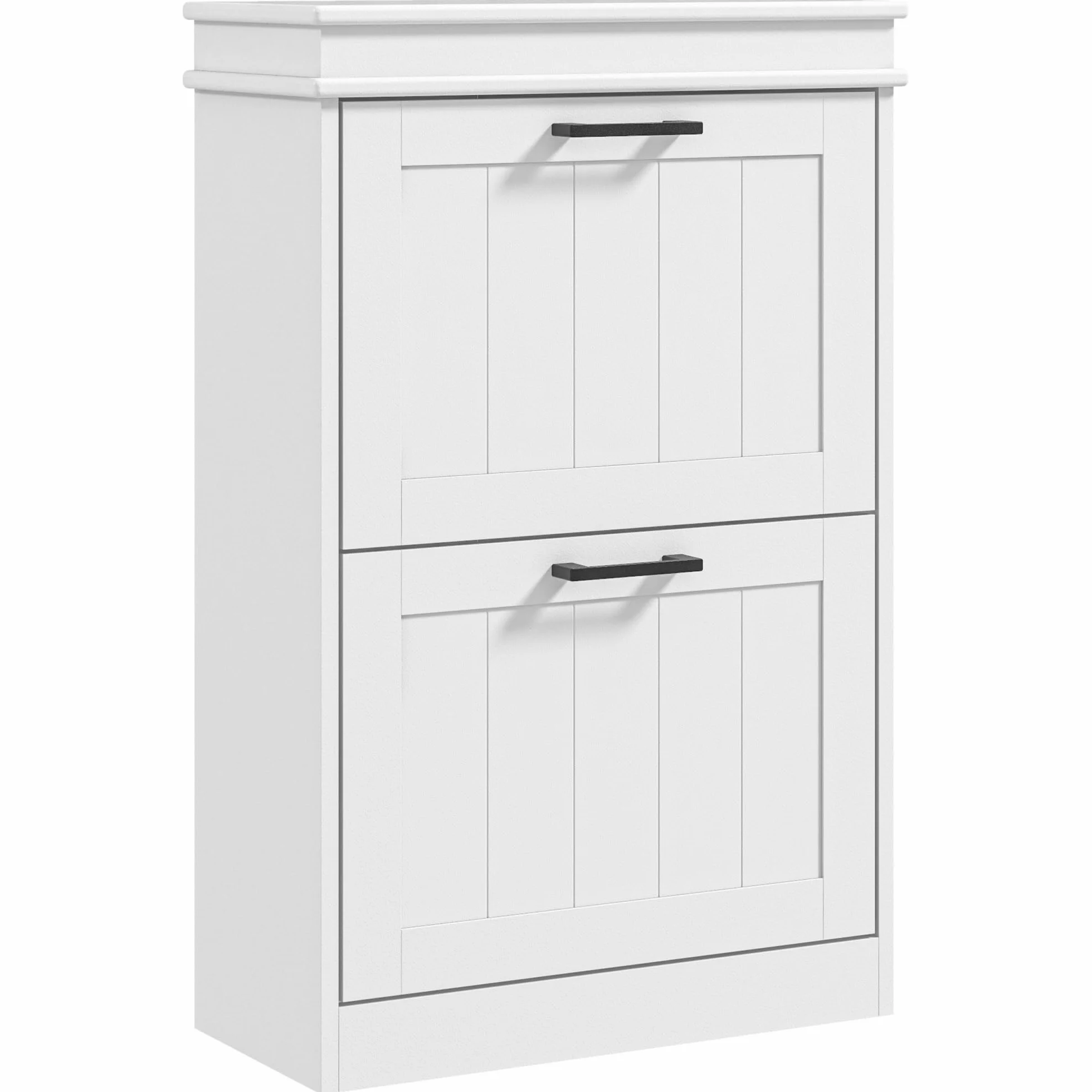 HOMCOM Zapatero Estrecho de 24 cm con 2 Puertas Abatibles Recibidor Blanco | Mueble Zapatero Entrada, Estantes Ajustables, para 6-10 Pares de Zapatos, para Pasillo, Espacios Reducidos