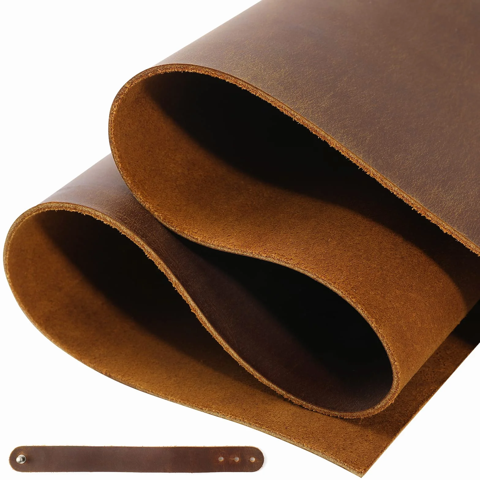 RingSun Hojas de cuero genuino de 12 x 24 pulgadas para manualidades, cuero de grano completo (2 mm) de grosor, piezas cuadradas de cuero vacuno marrón oscuro