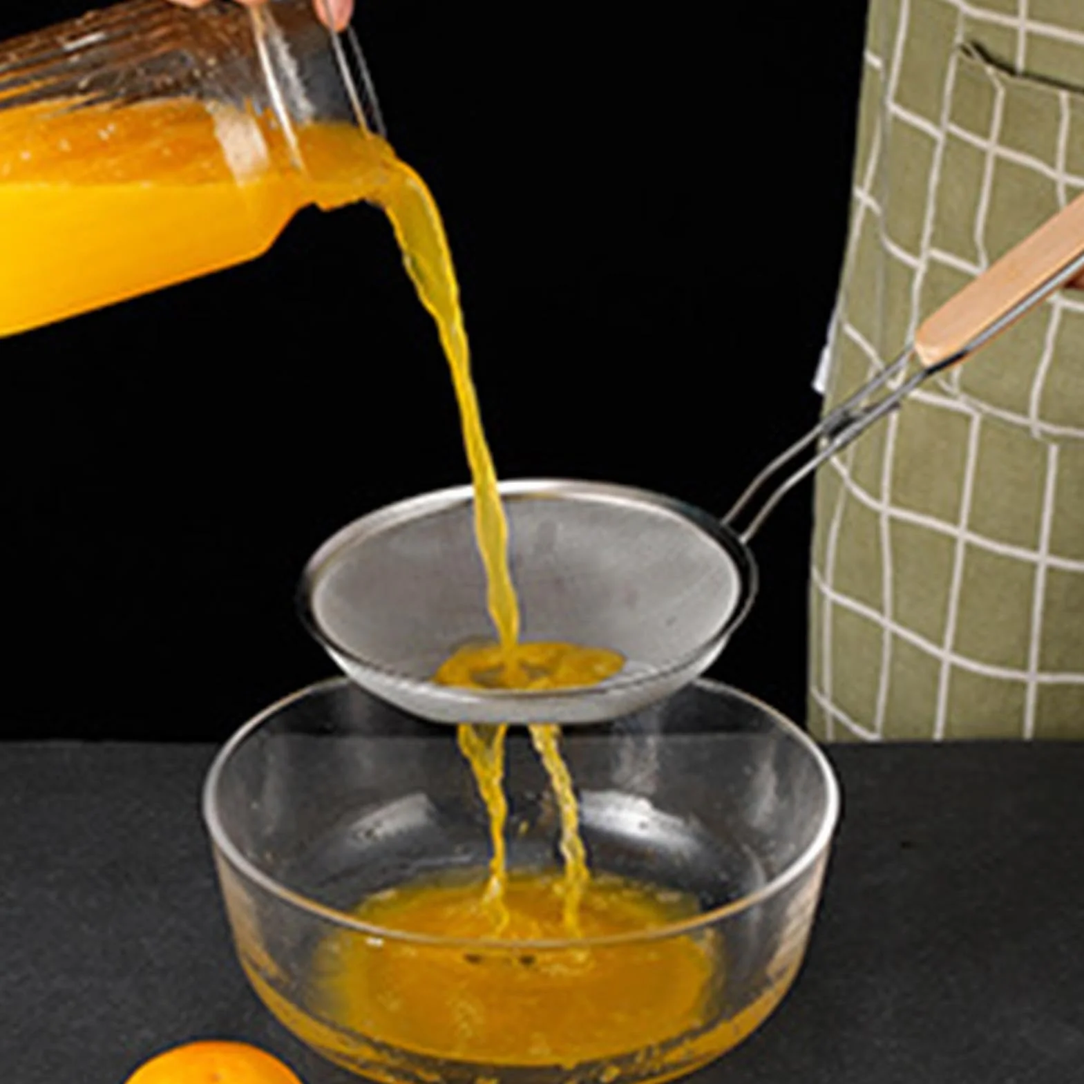 Colador de alimentos de malla, cuchara de cocina de mango largo para verduras, café, harina