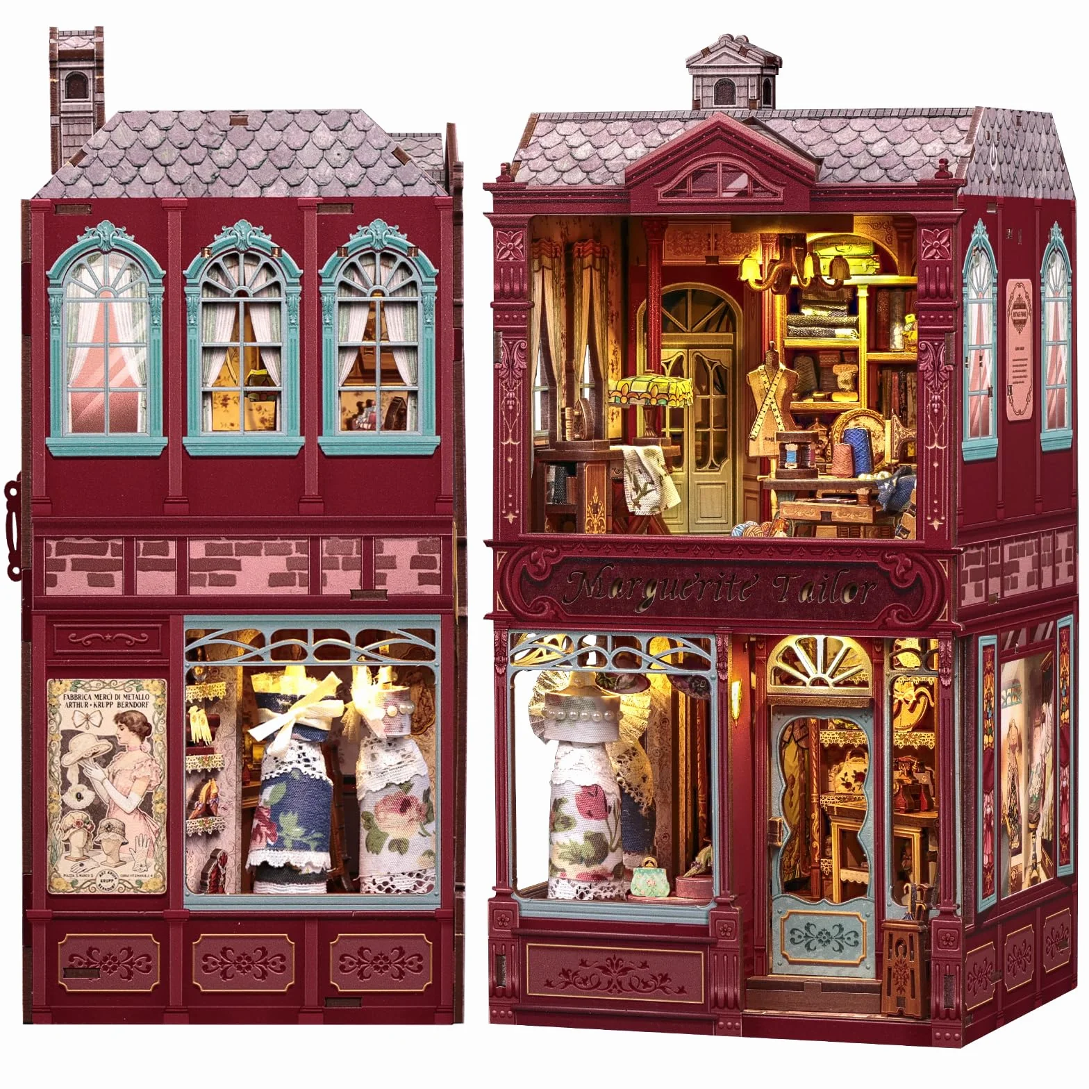 Kit de rincón de lectura Cutebee para adultos, puzzle 3D de madera decorativo para estanterías, kit de casa de muñecas miniatura DIY, serre-livres decorativo manualidad (Marguerite Tailor)