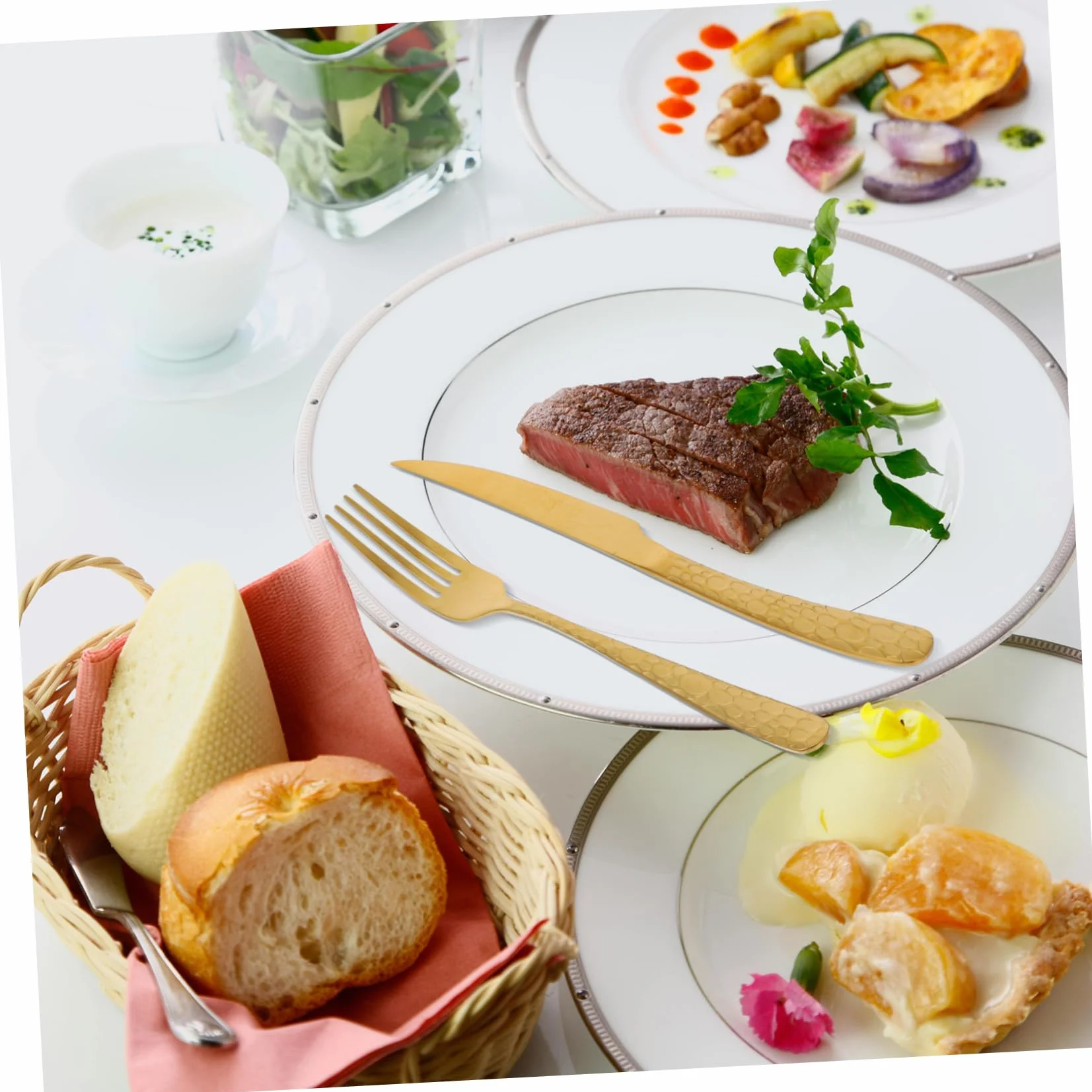 4 Juegos Cubiertos Inoxidable con Diseño de Serpiente Dorada Utensilios de Cocina Elegantes para y Banquetes Hogar y Restaurantes