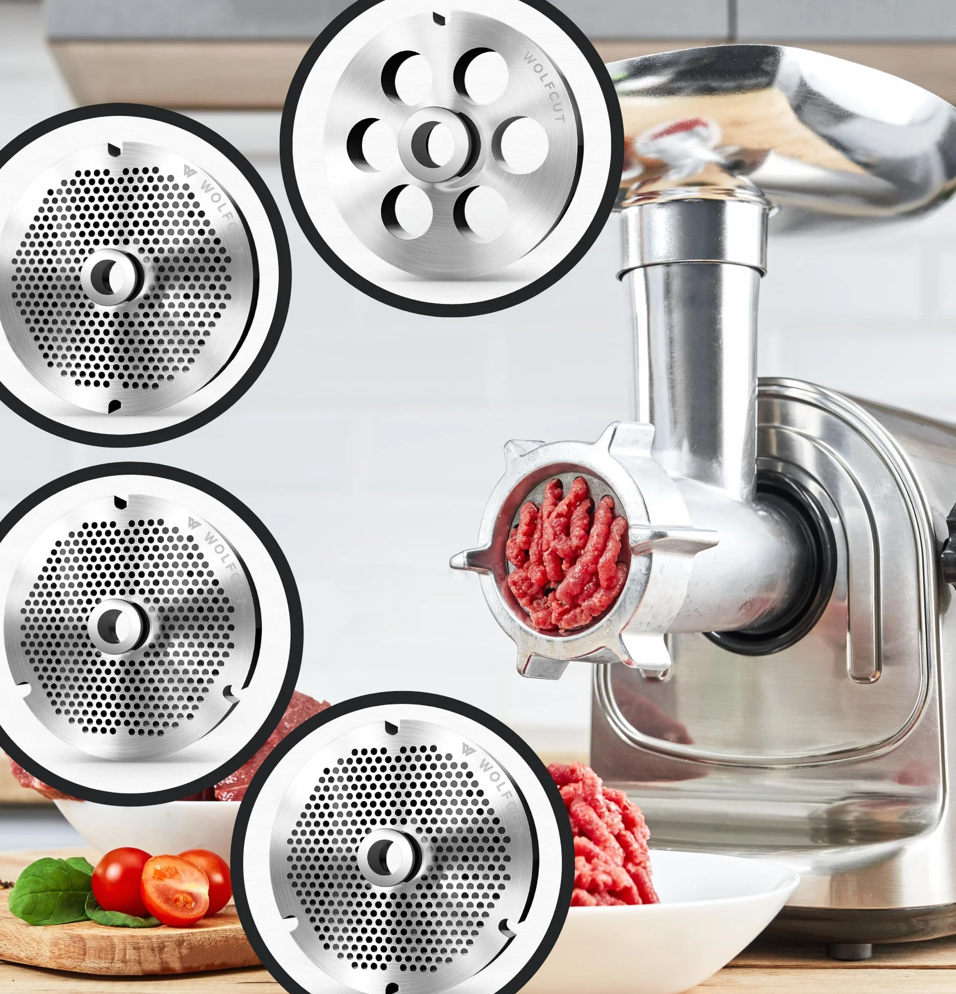 Acero inoxidable perforado disco con centro tamaño calibre 22 – 2 mm – para picadora Jupiter – Bosch – Alexander – Gastroback – Westmark – Prospero – Kenwood