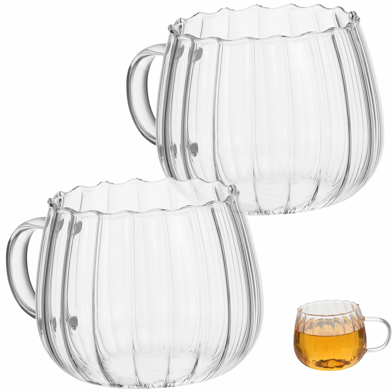 2 Piezas Vasos de Vidrio Transparentes para Leche y Café Resistentes al Calor Ligeros y Prácticos para Desayuno y Bebidas Hogar y Restaurantes